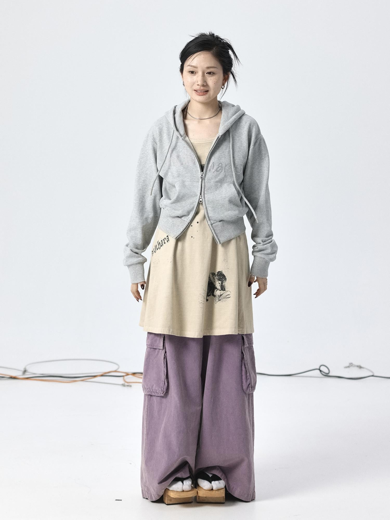 Achihara Oxidized Soap Flake A Line Hooded Sundress
