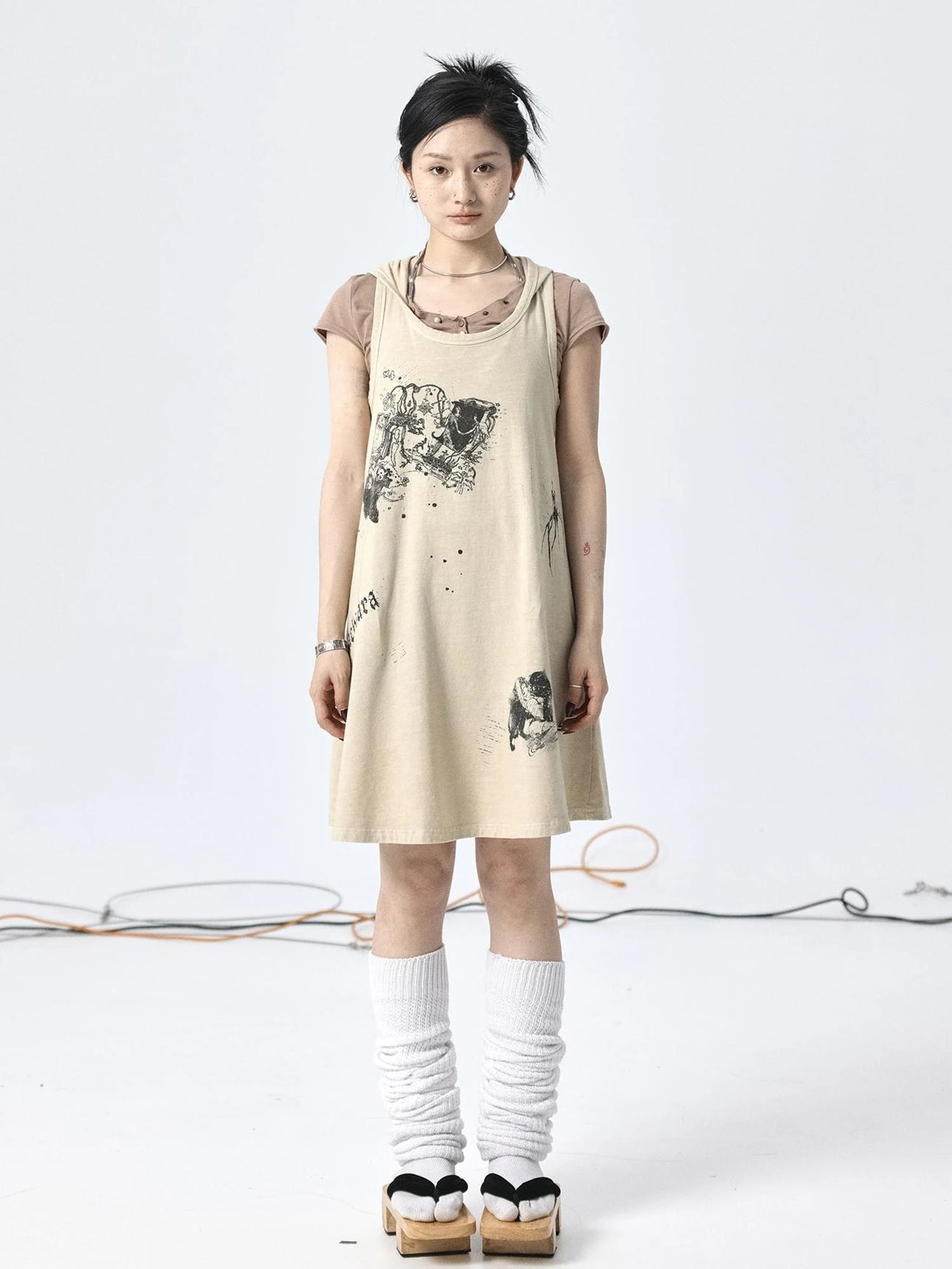 Oxidized Soap Flake A Line Hooded Sundress