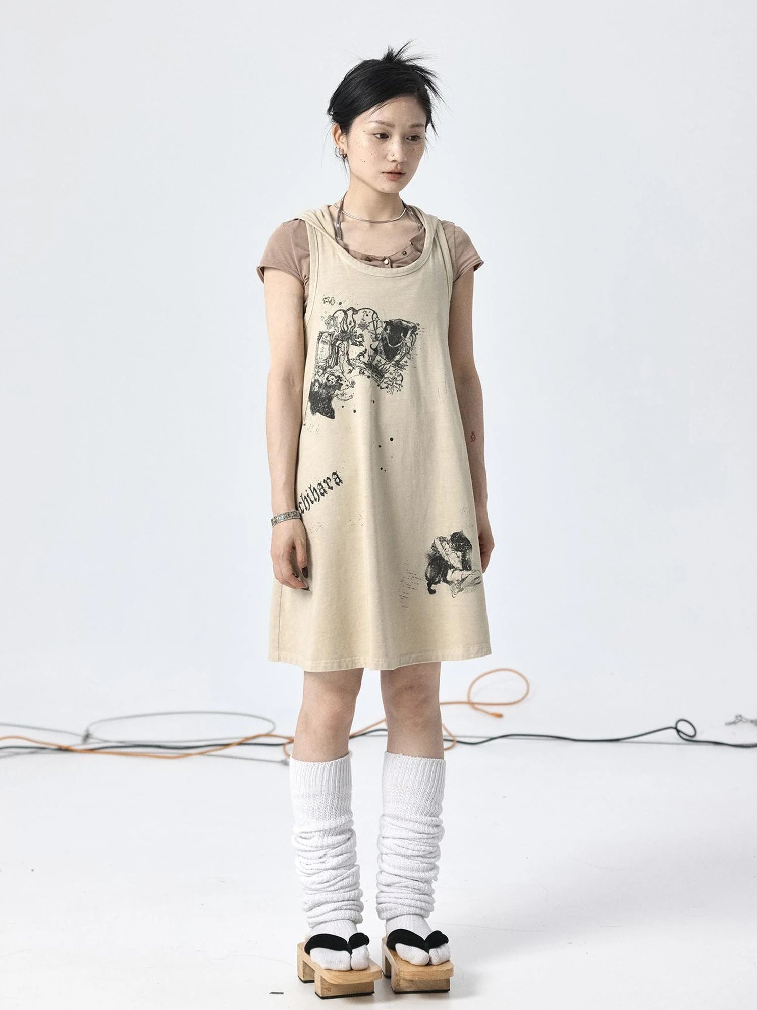 Oxidized Soap Flake A Line Hooded Sundress