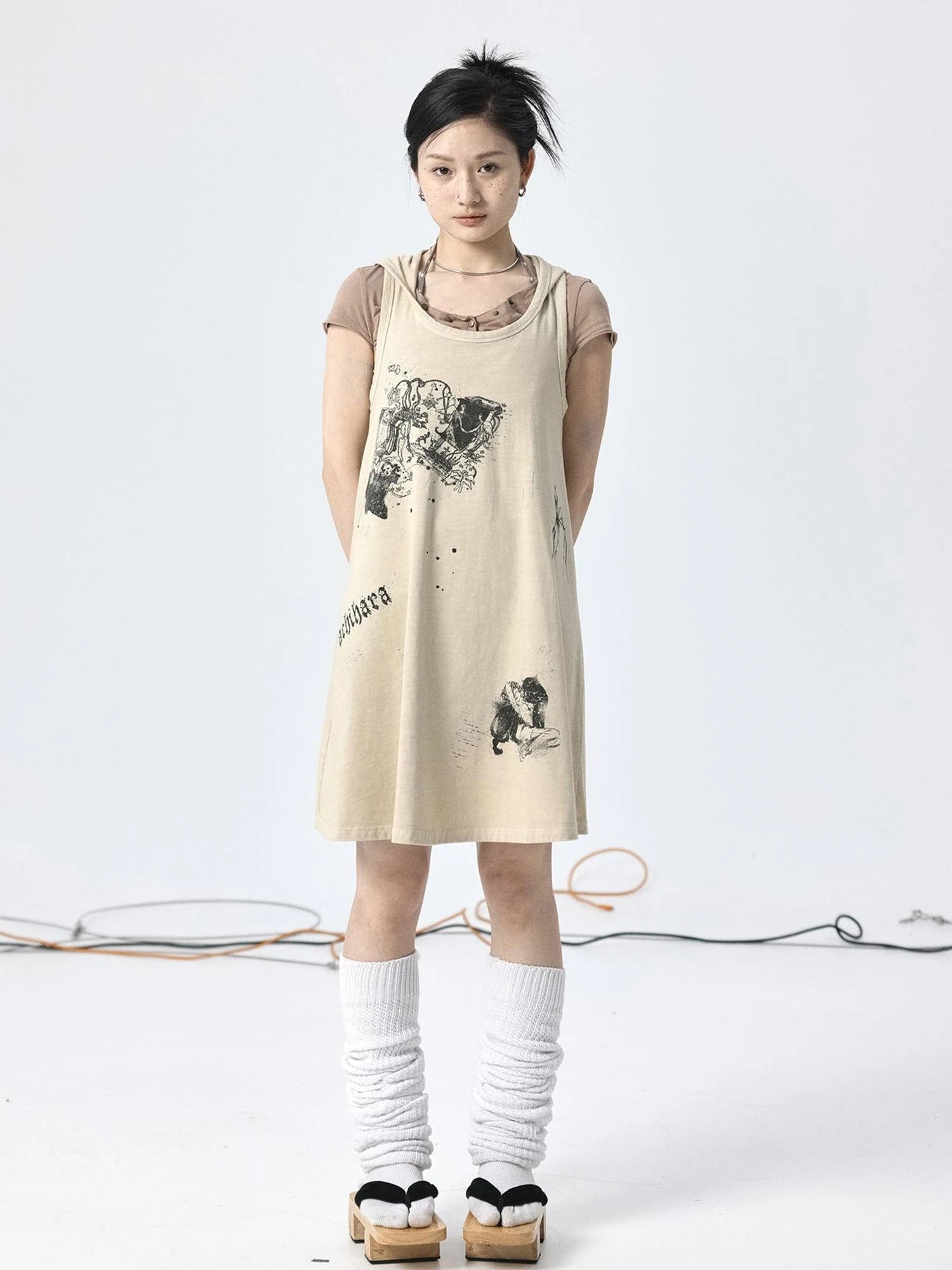 Oxidized Soap Flake A Line Hooded Sundress