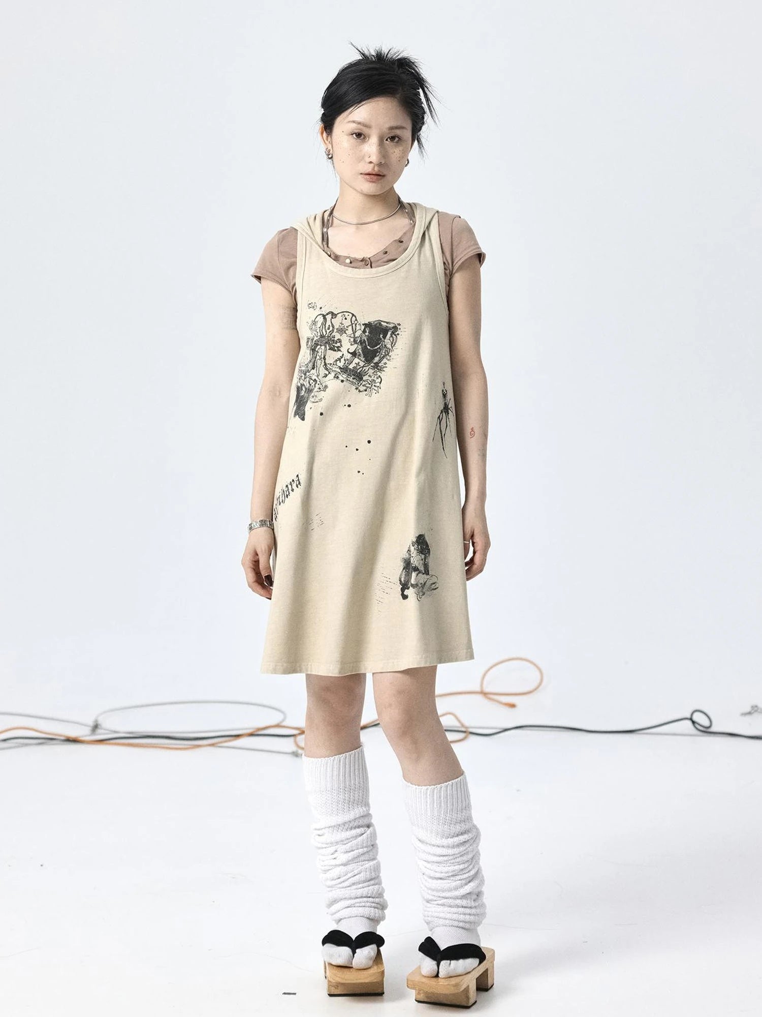 Oxidized Soap Flake A Line Hooded Sundress