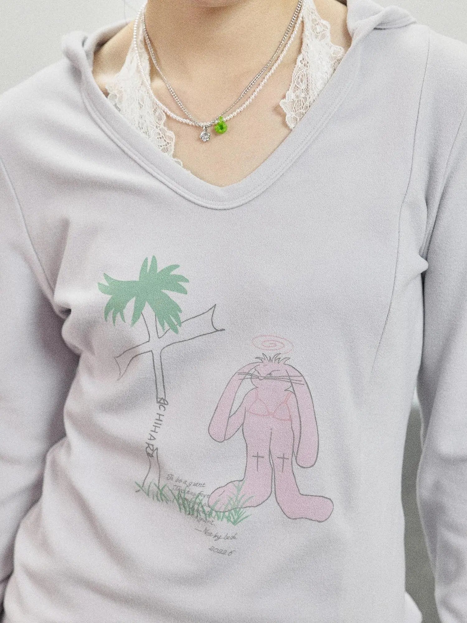 Peter Rabbit V-Neck Hooded Slim Fit Tee