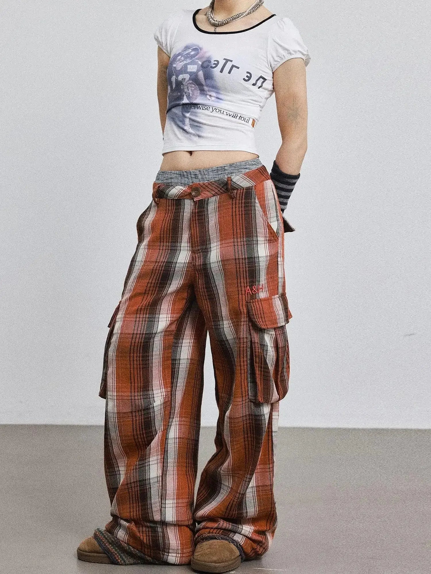 Pixel Grid Wide Leg Lounge Pants