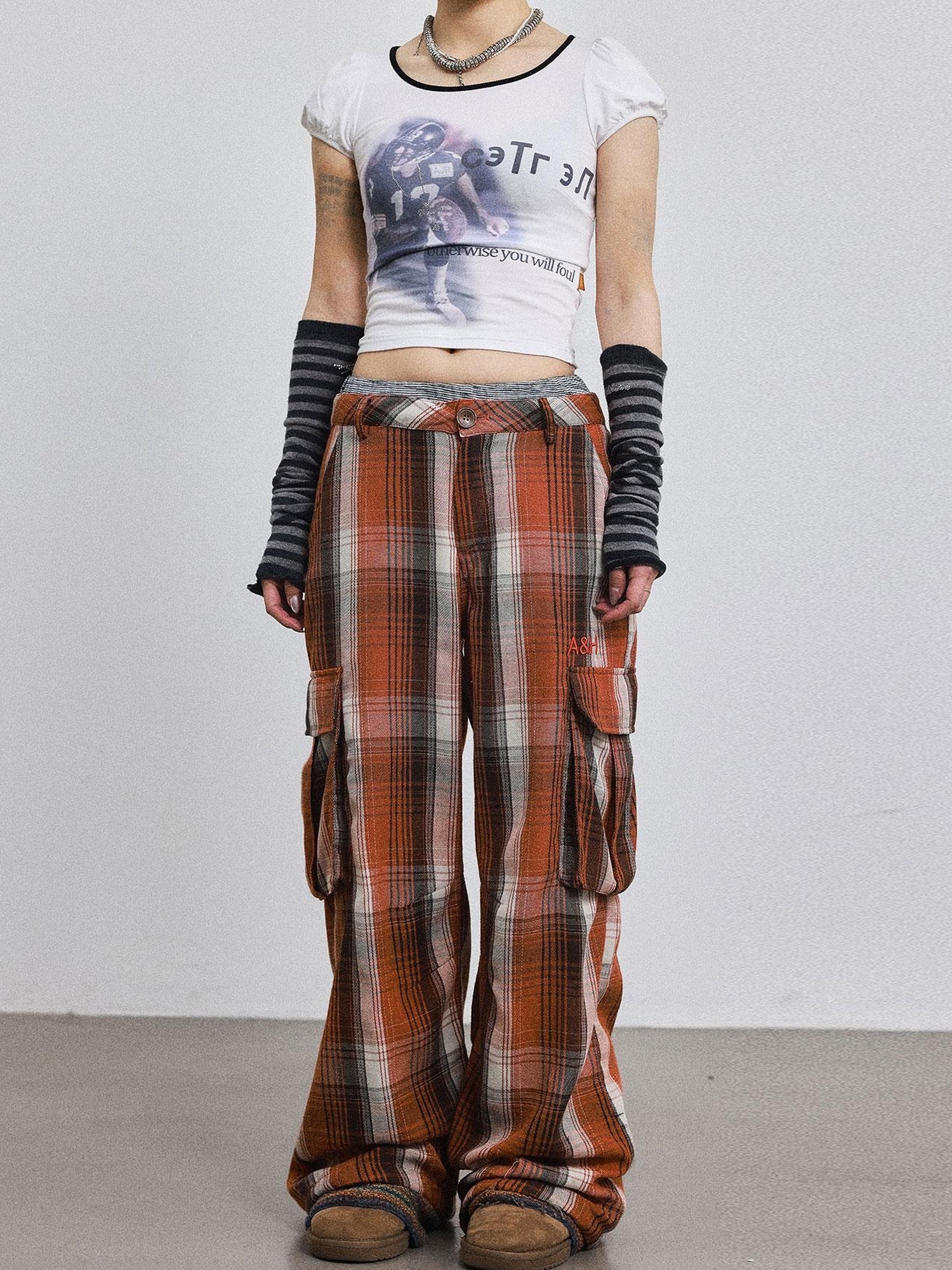 Achihara Pixel Grid Wide Leg Lounge Pants