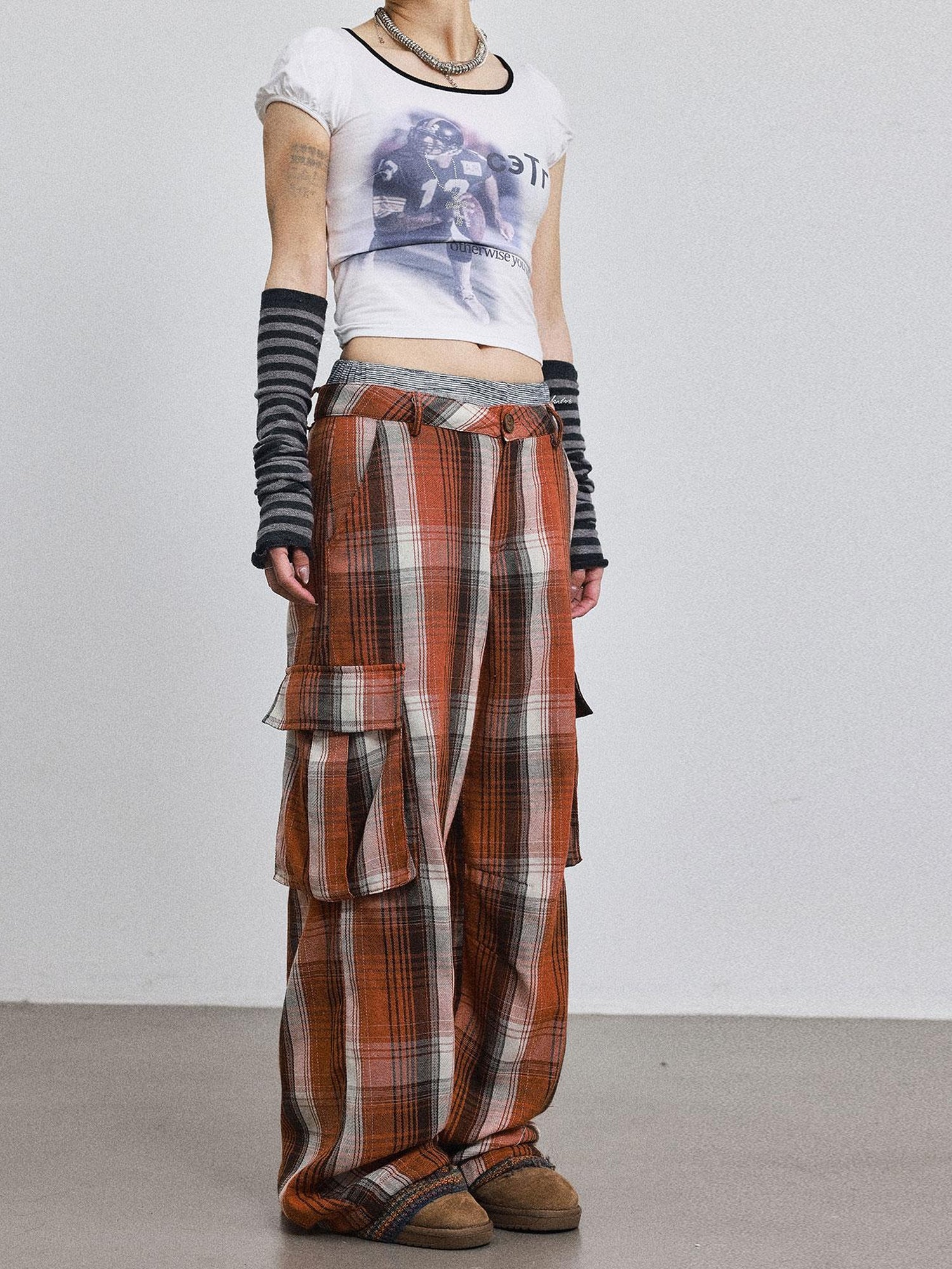 Achihara Pixel Grid Wide Leg Lounge Pants