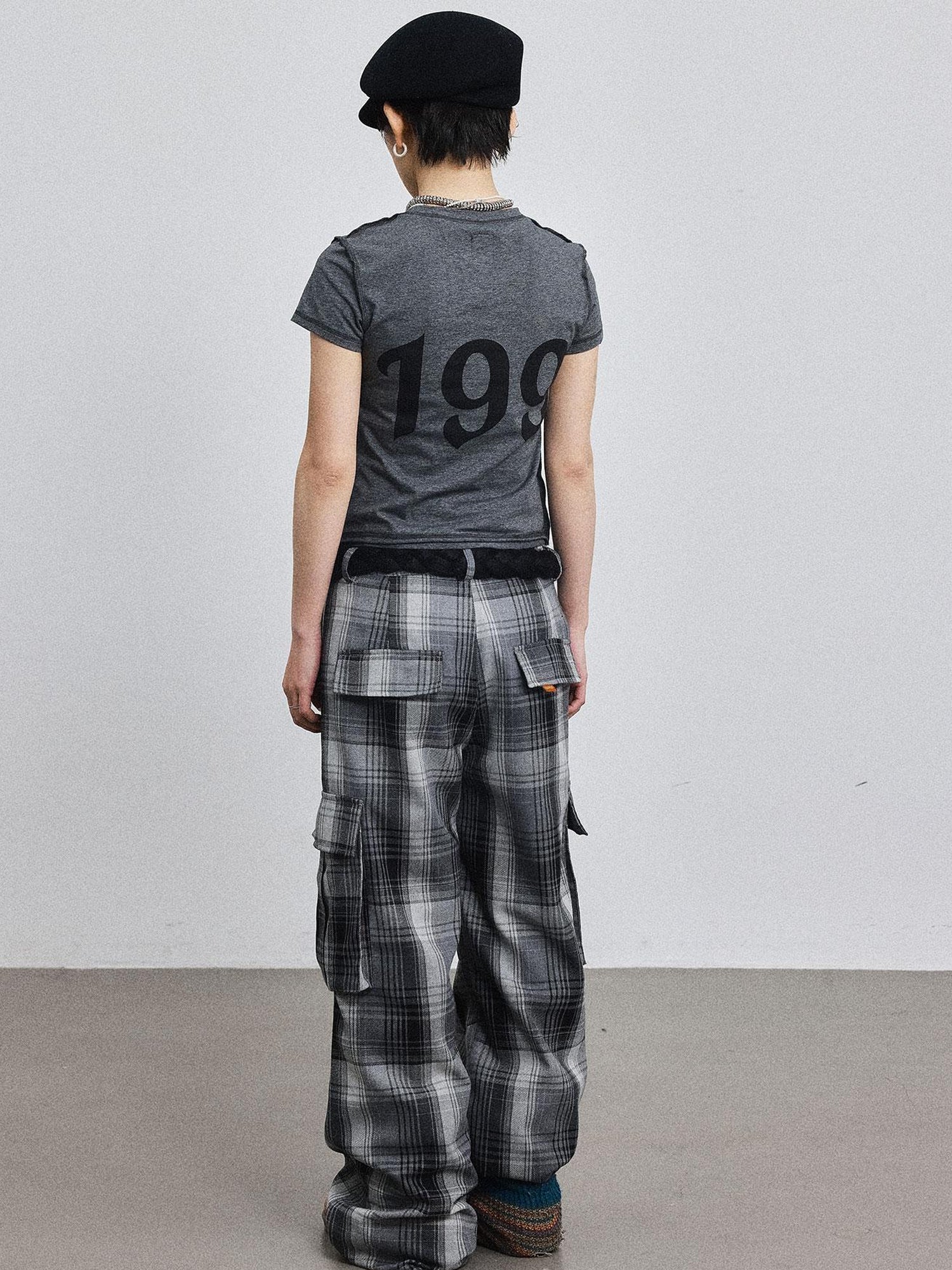 Achihara Pixel Grid Wide Leg Lounge Pants