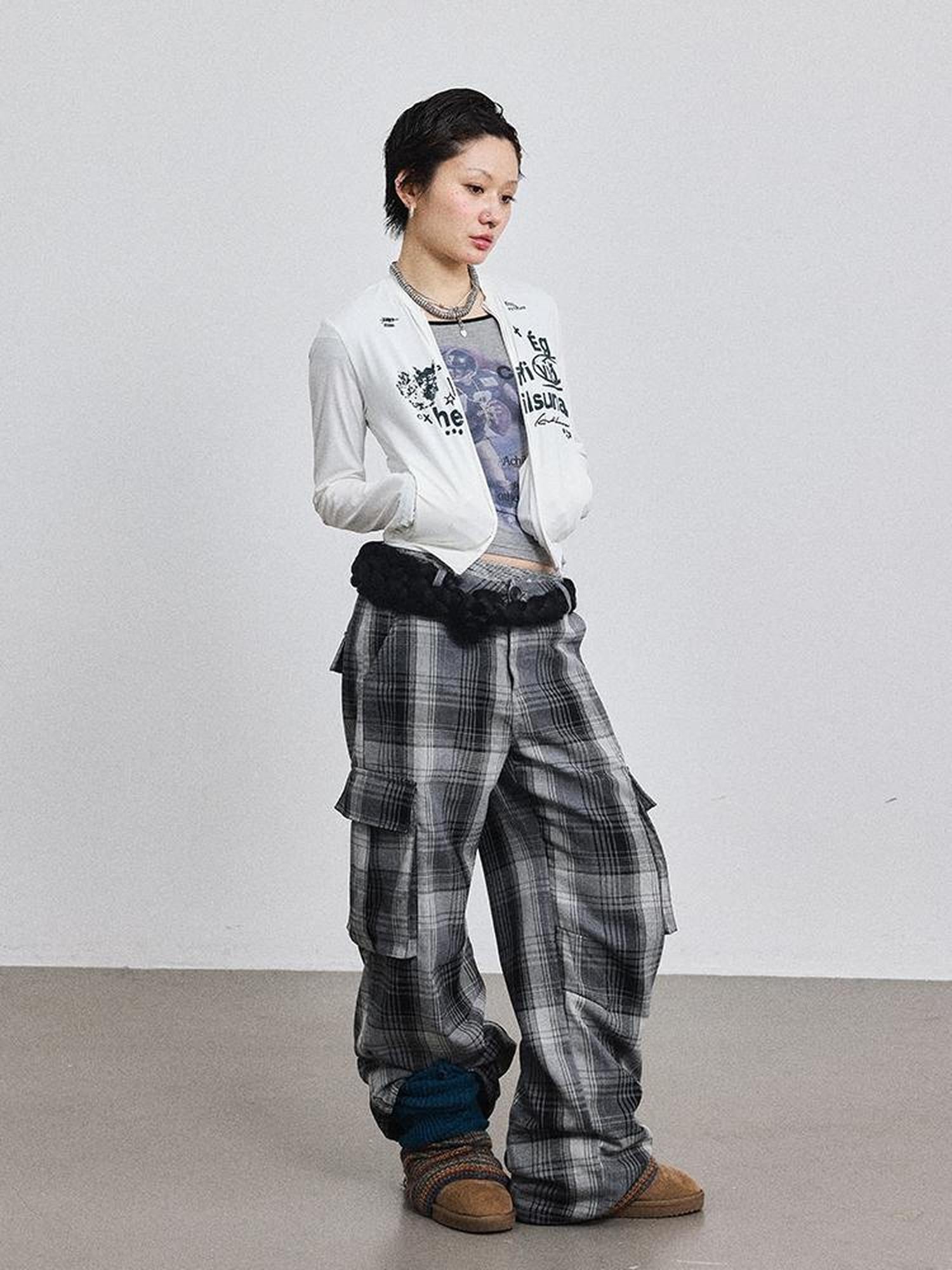 Achihara Pixel Grid Wide Leg Lounge Pants