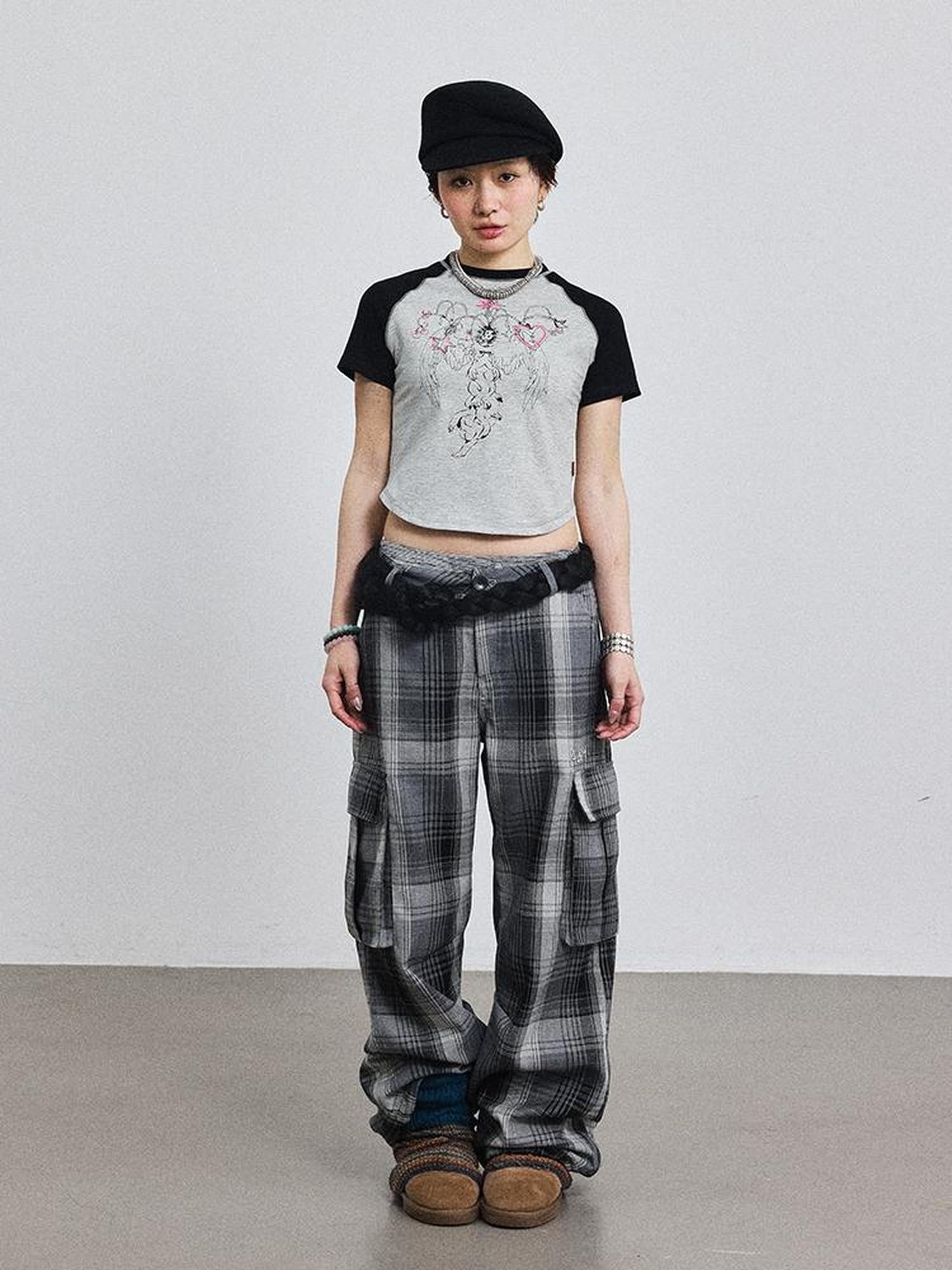 Achihara Pixel Grid Wide Leg Lounge Pants