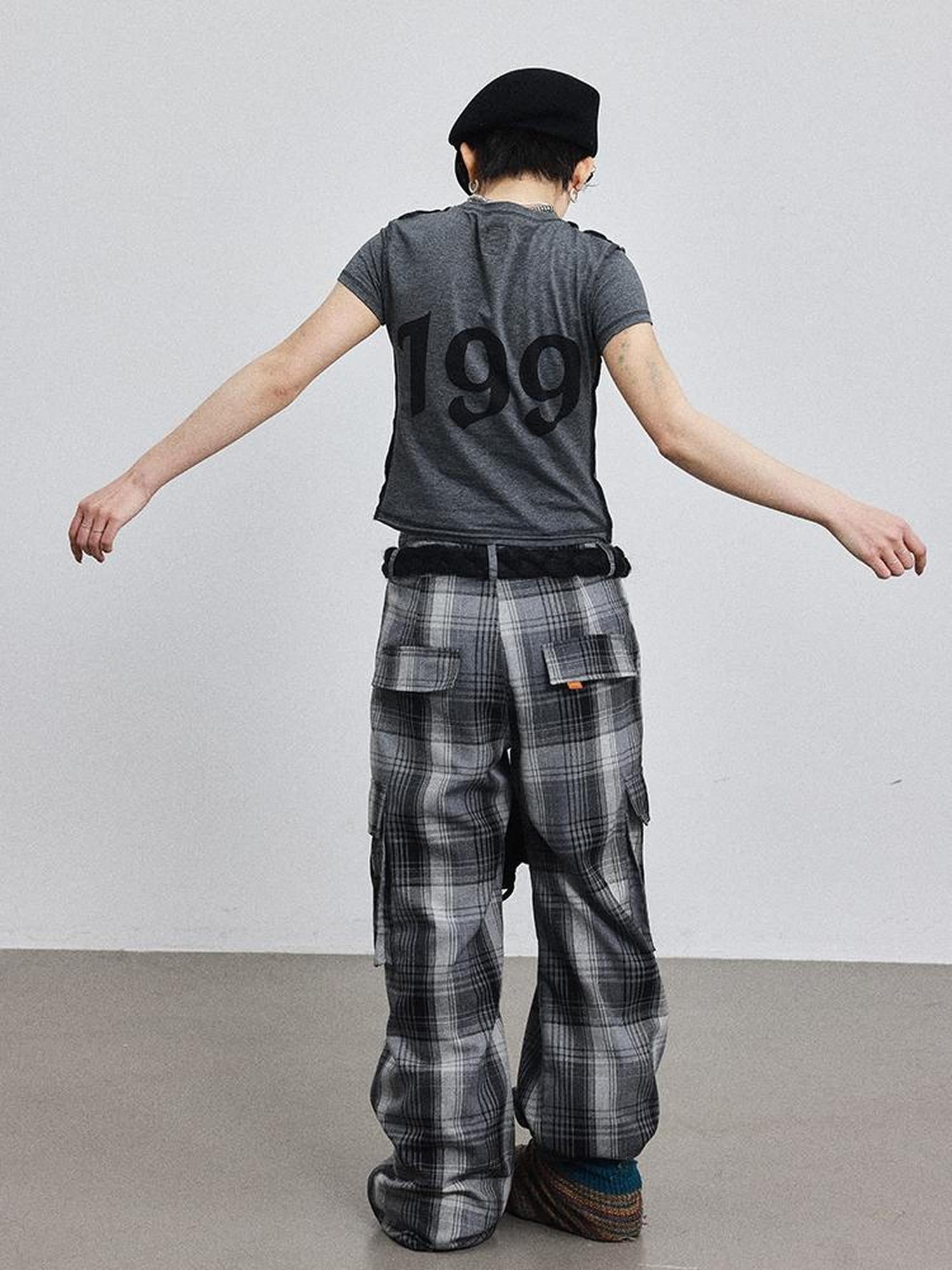 Achihara Pixel Grid Wide Leg Lounge Pants