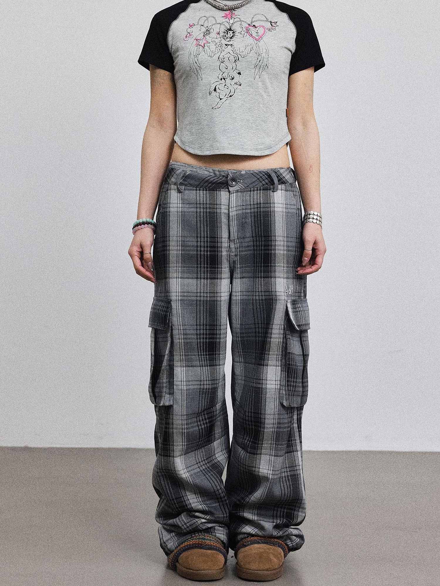 Achihara Pixel Grid Wide Leg Lounge Pants