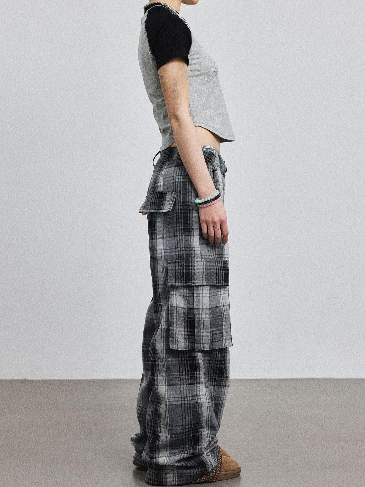 Achihara Pixel Grid Wide Leg Lounge Pants