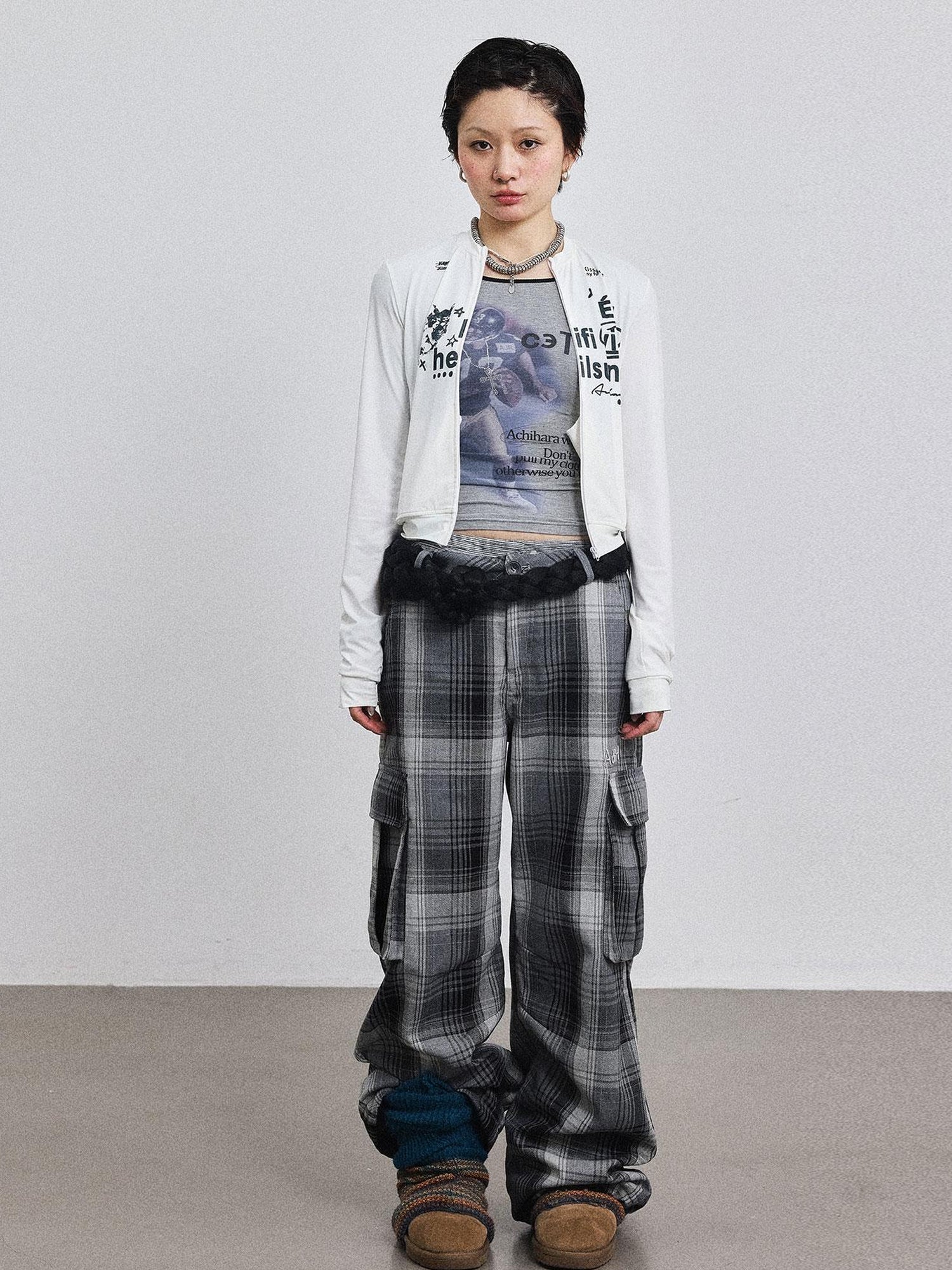 Achihara Pixel Grid Wide Leg Lounge Pants