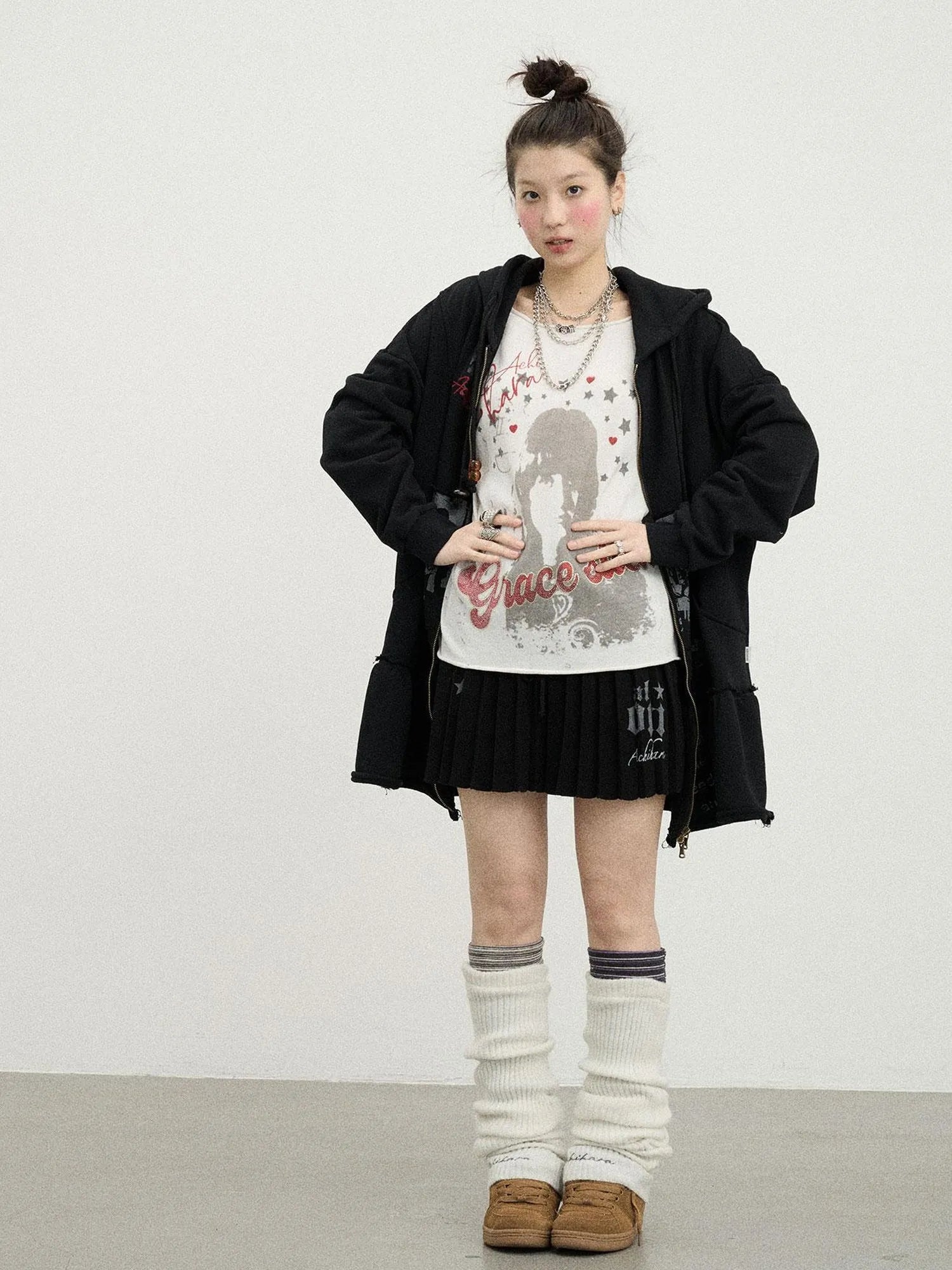Plasmatics Punk Band Distressed Cropped Hoodie Dress