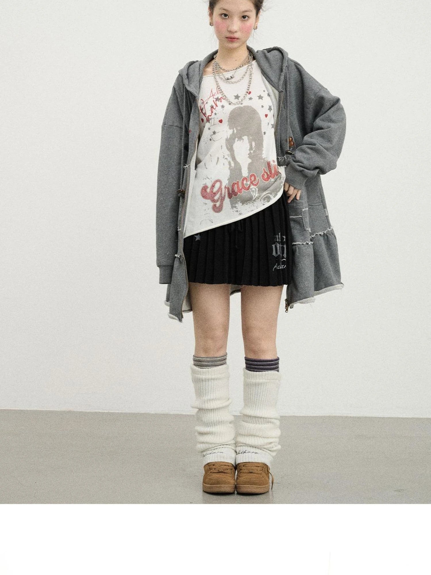 Plasmatics Punk Band Distressed Cropped Hoodie Dress