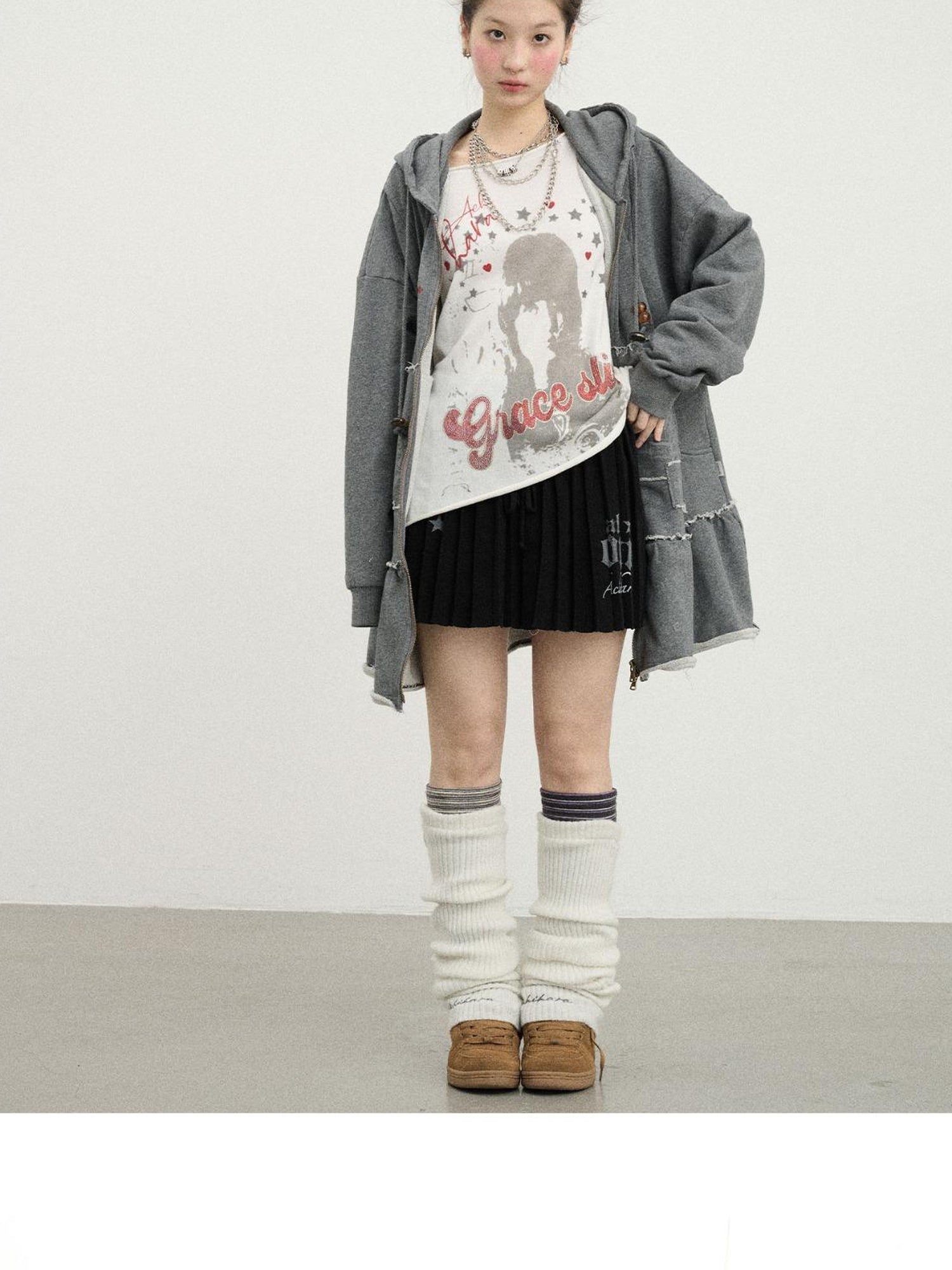 Achihara Plasmatics Punk Band Distressed Cropped Hoodie Dress