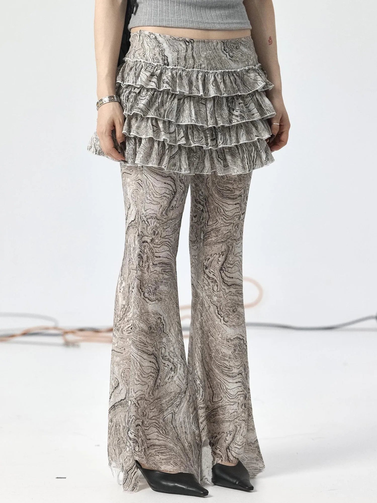 Pleated Skirt & Flared Pants Set In Blending Colors For All Seasons