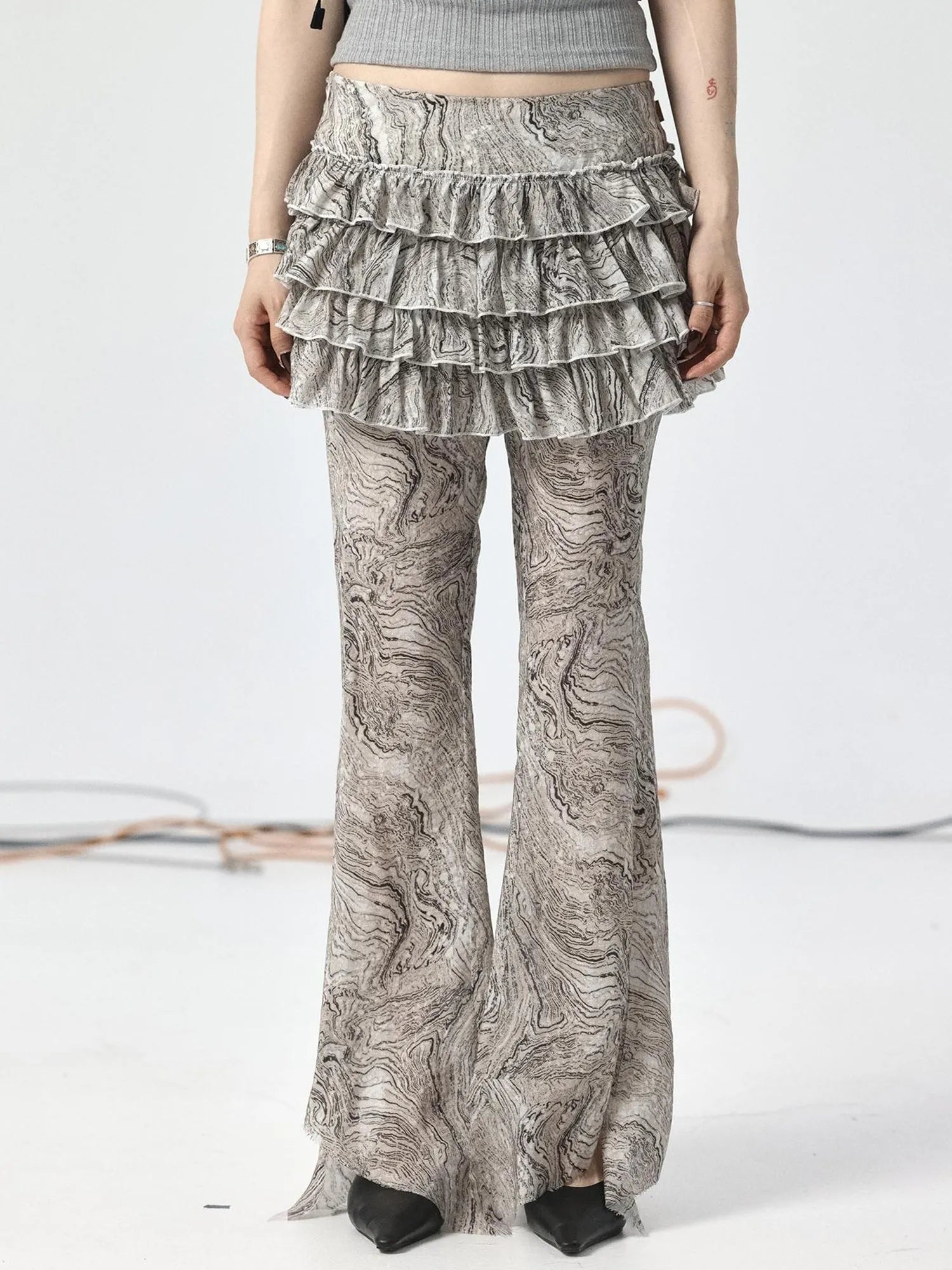 Pleated Skirt & Flared Pants Set In Blending Colors For All Seasons