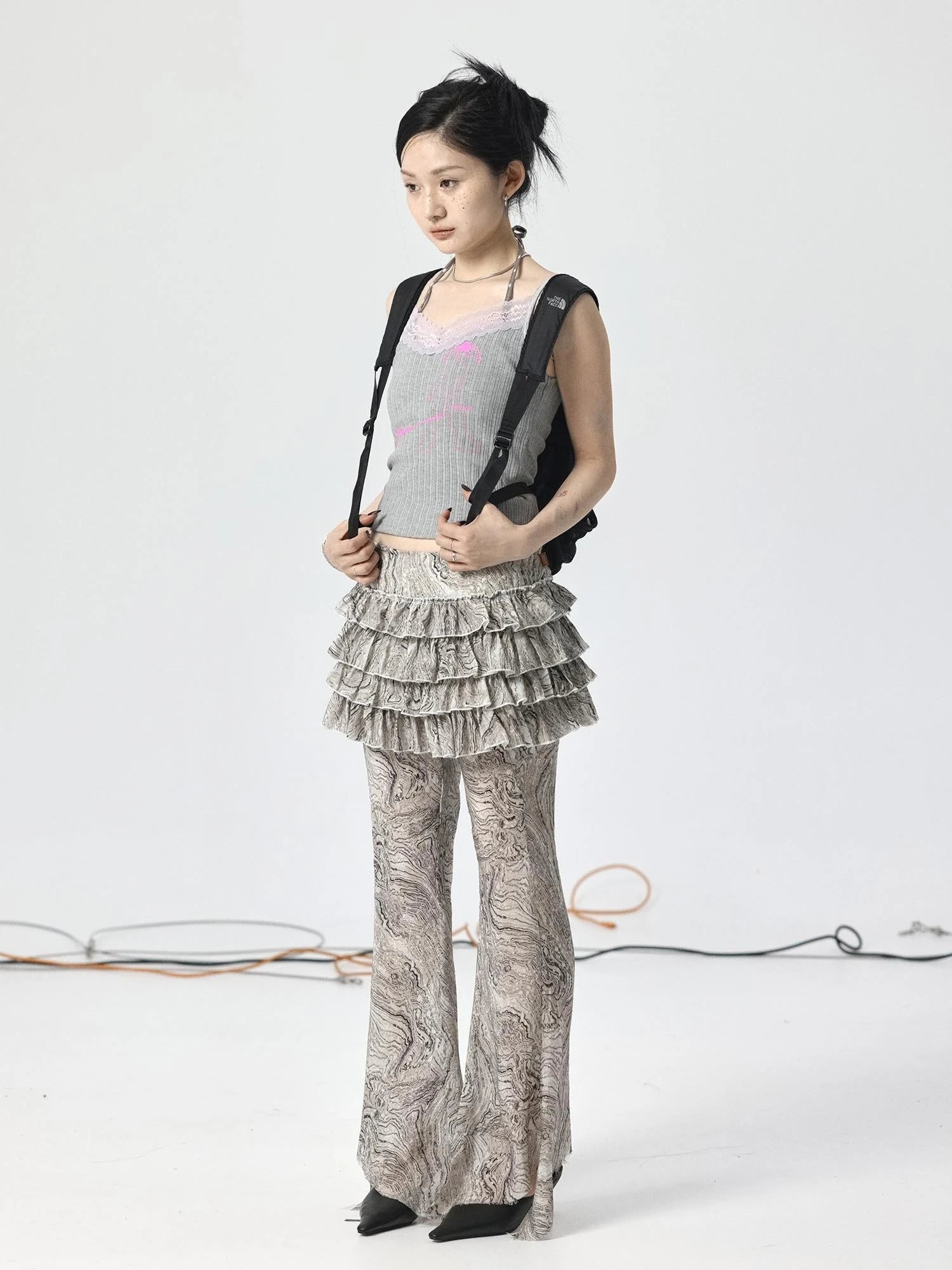 Pleated Skirt & Flared Pants Set In Blending Colors For All Seasons