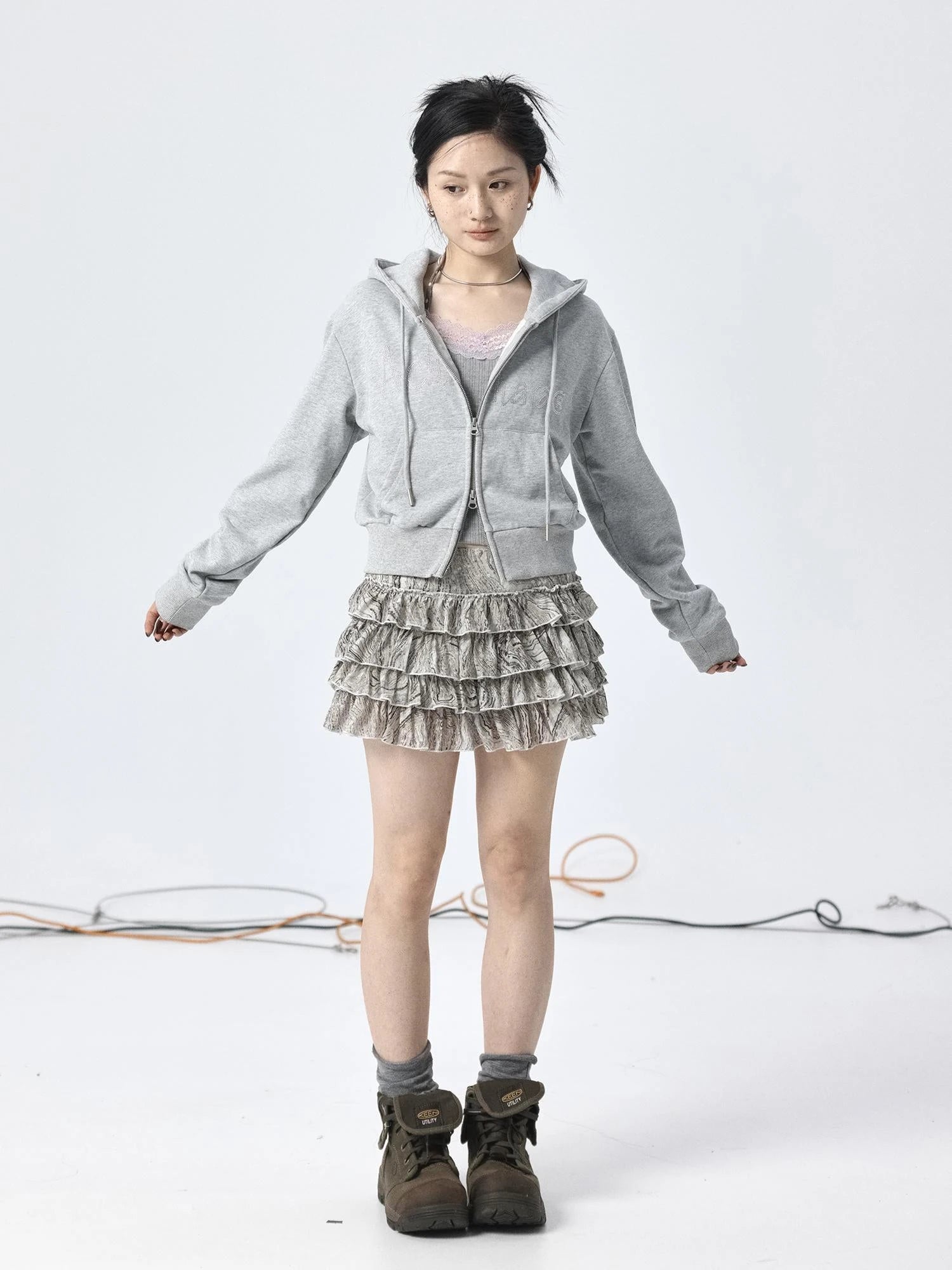 Pleated Skirt & Flared Pants Set In Blending Colors For All Seasons