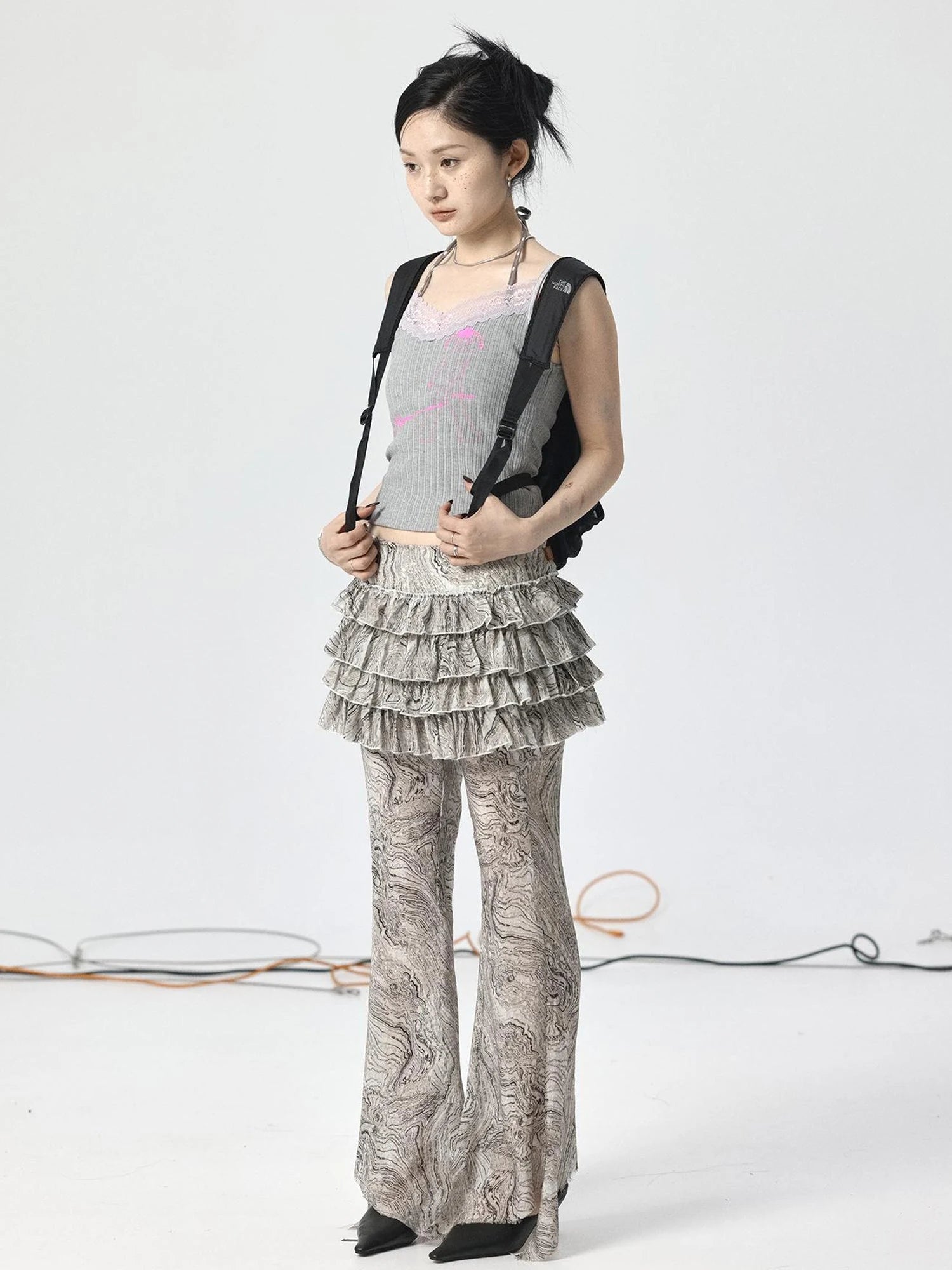 Pleated Skirt & Flared Pants Set In Blending Colors For All Seasons