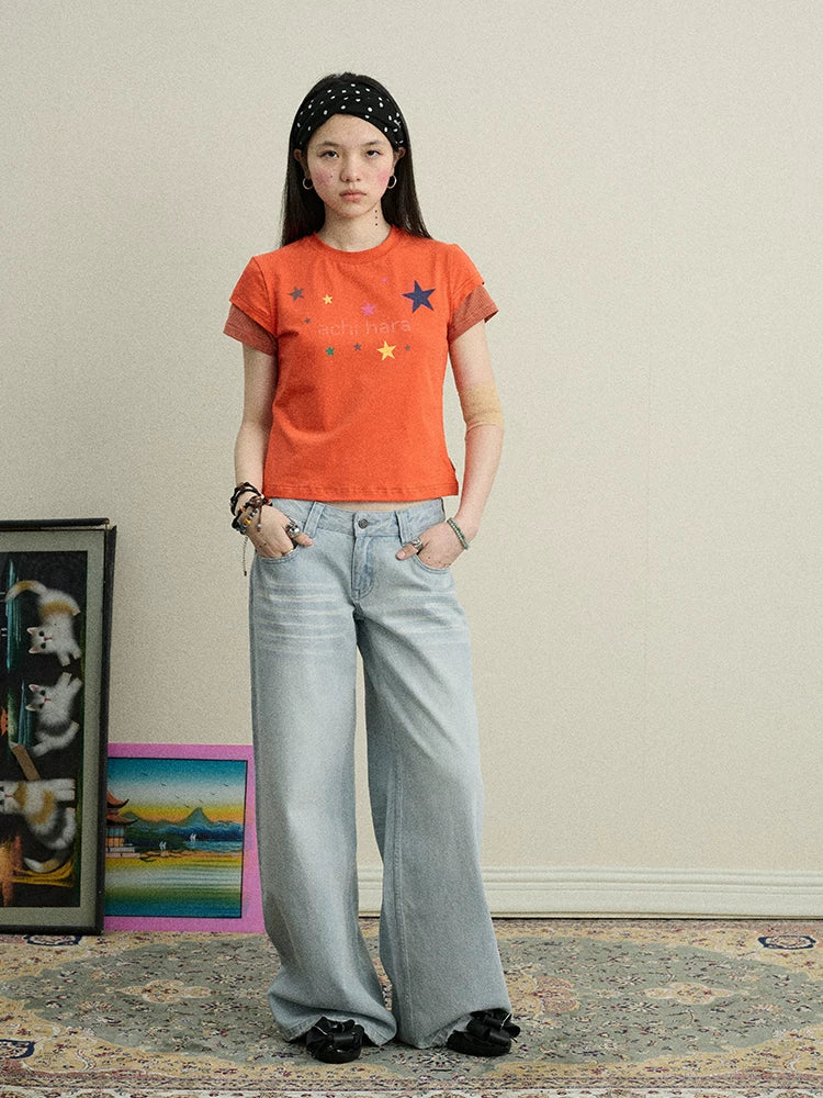 Achihara Plus Size High-Rise Jeans - Vintage Heart Print-4