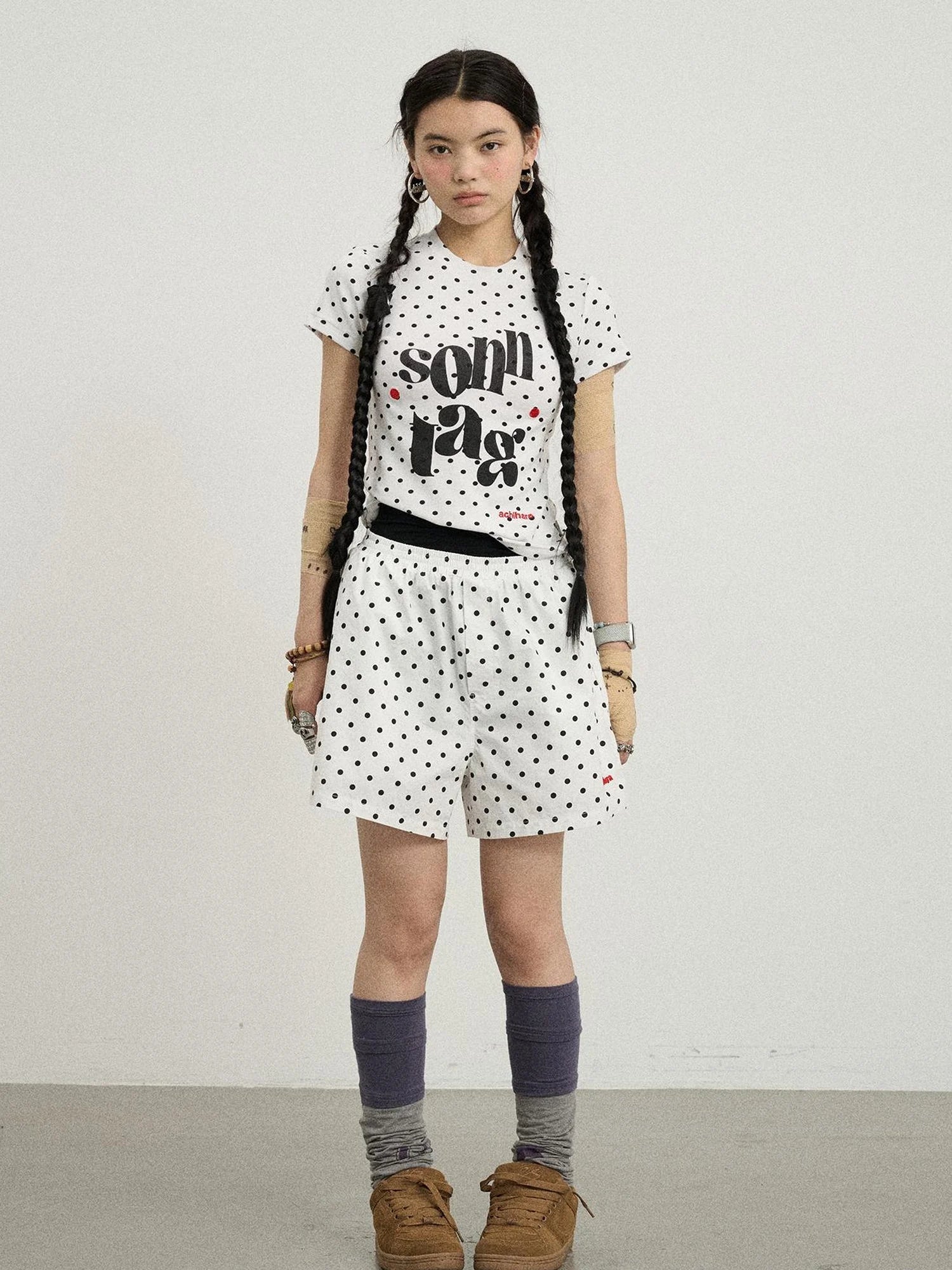 Polka Dot Wide Leg Shorts Summer White Trousers Casual Short Pants