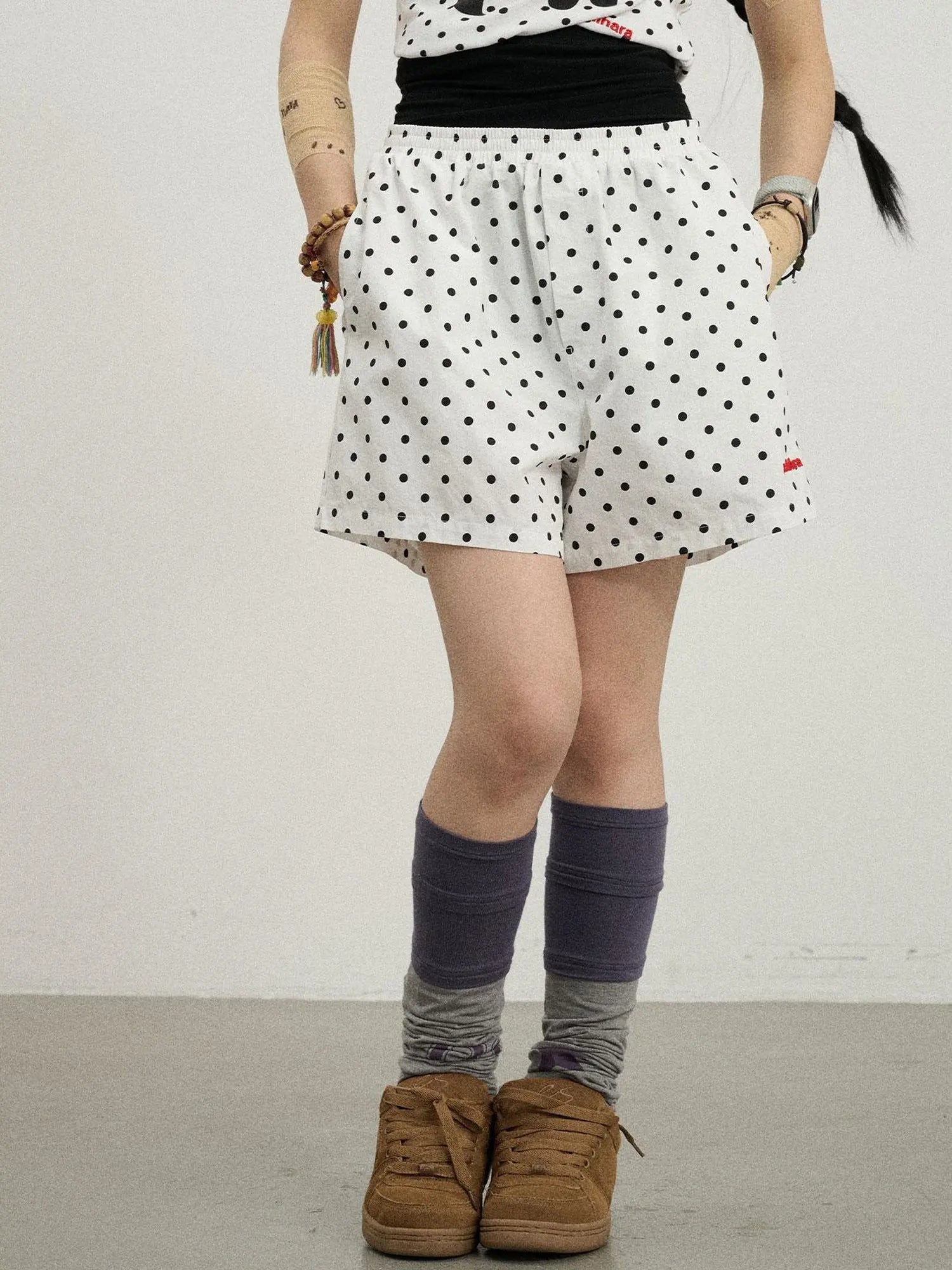 Polka Dot Wide Leg Shorts Summer White Trousers Casual Short Pants