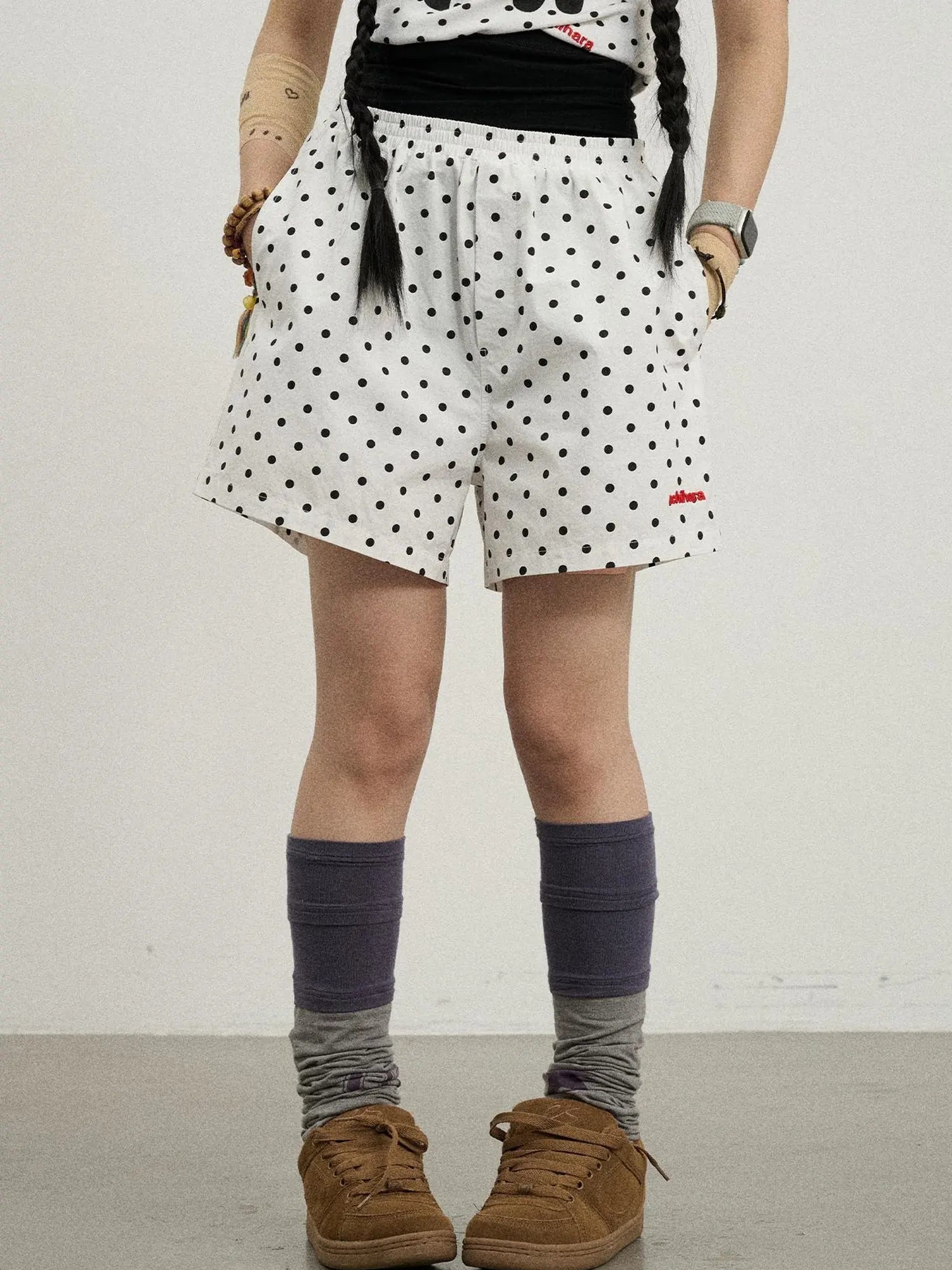 Polka Dot Wide Leg Shorts Summer White Trousers Casual Short Pants