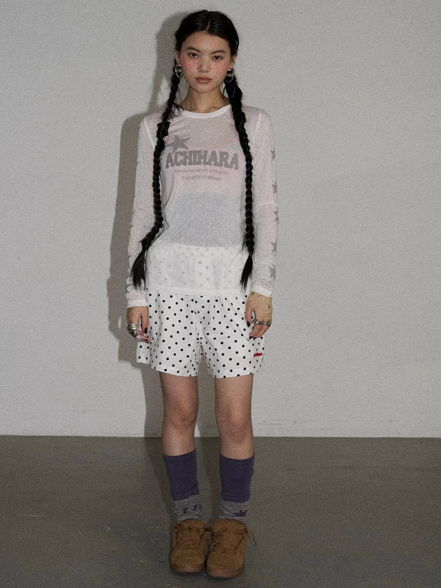 Polka Dot Wide Leg Shorts Summer White Trousers Casual Short Pants