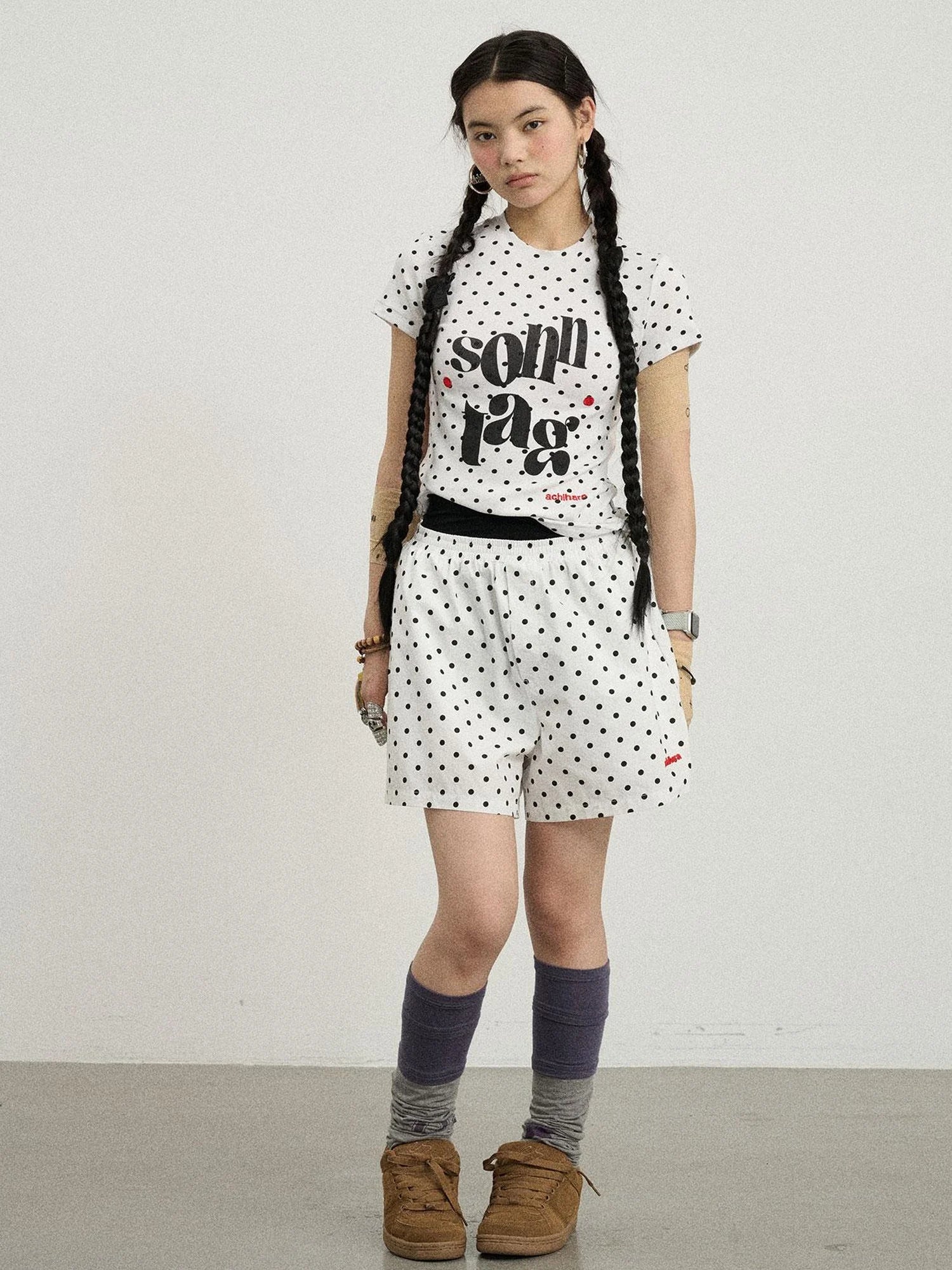 Polka Dot Wide Leg Shorts Summer White Trousers Casual Short Pants