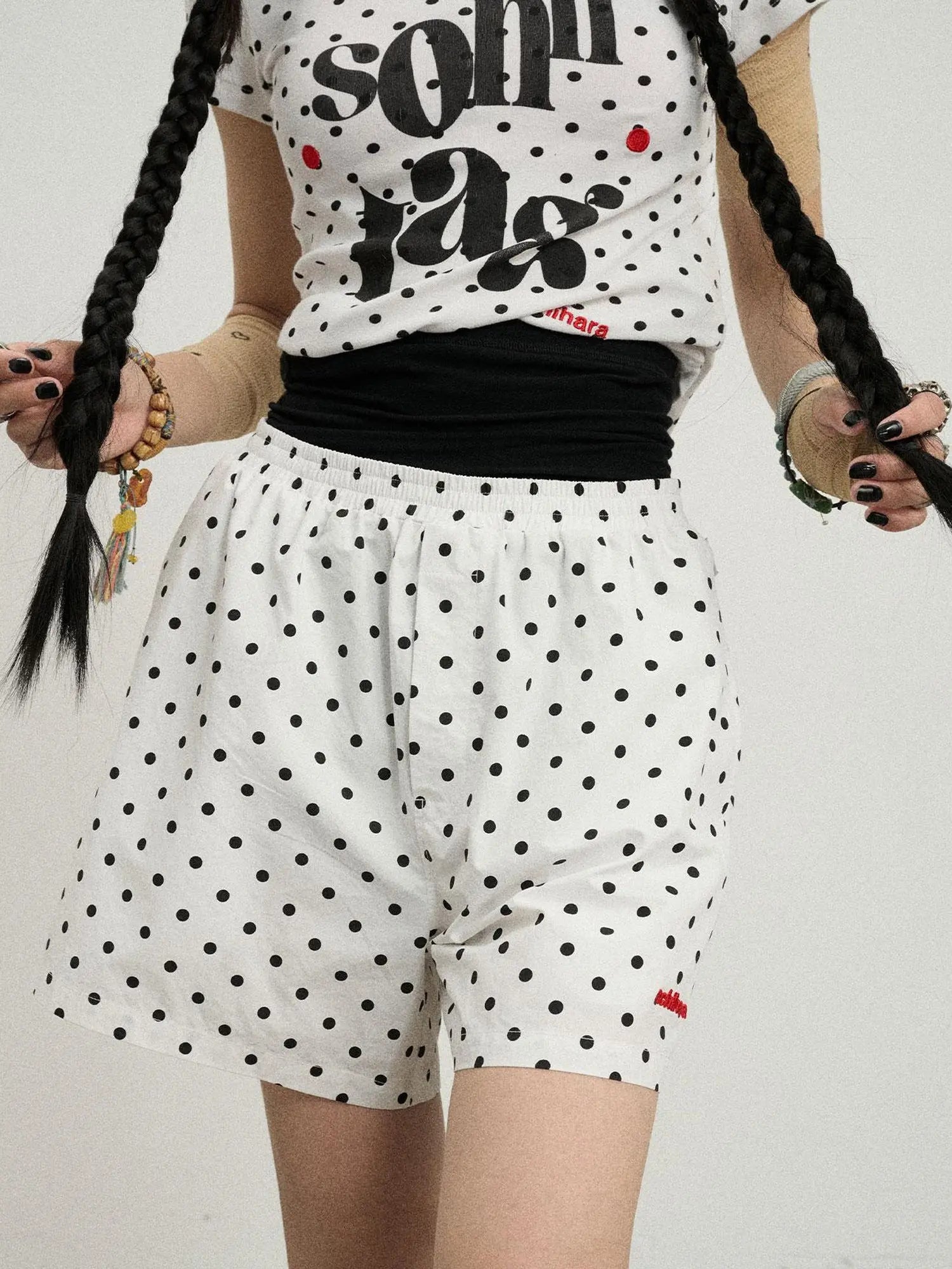 Polka Dot Wide Leg Shorts Summer White Trousers Casual Short Pants