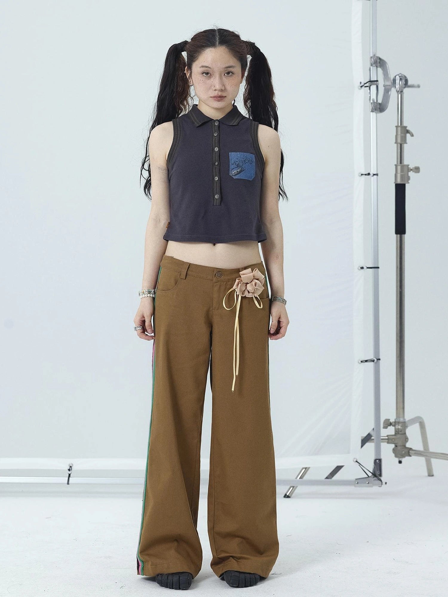 Polo Collar Vest Dress Summer Autumn Sleeveless Top