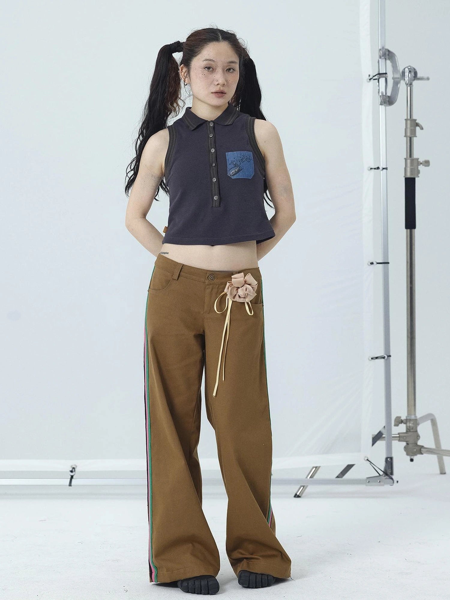 Polo Collar Vest Dress Summer Autumn Sleeveless Top