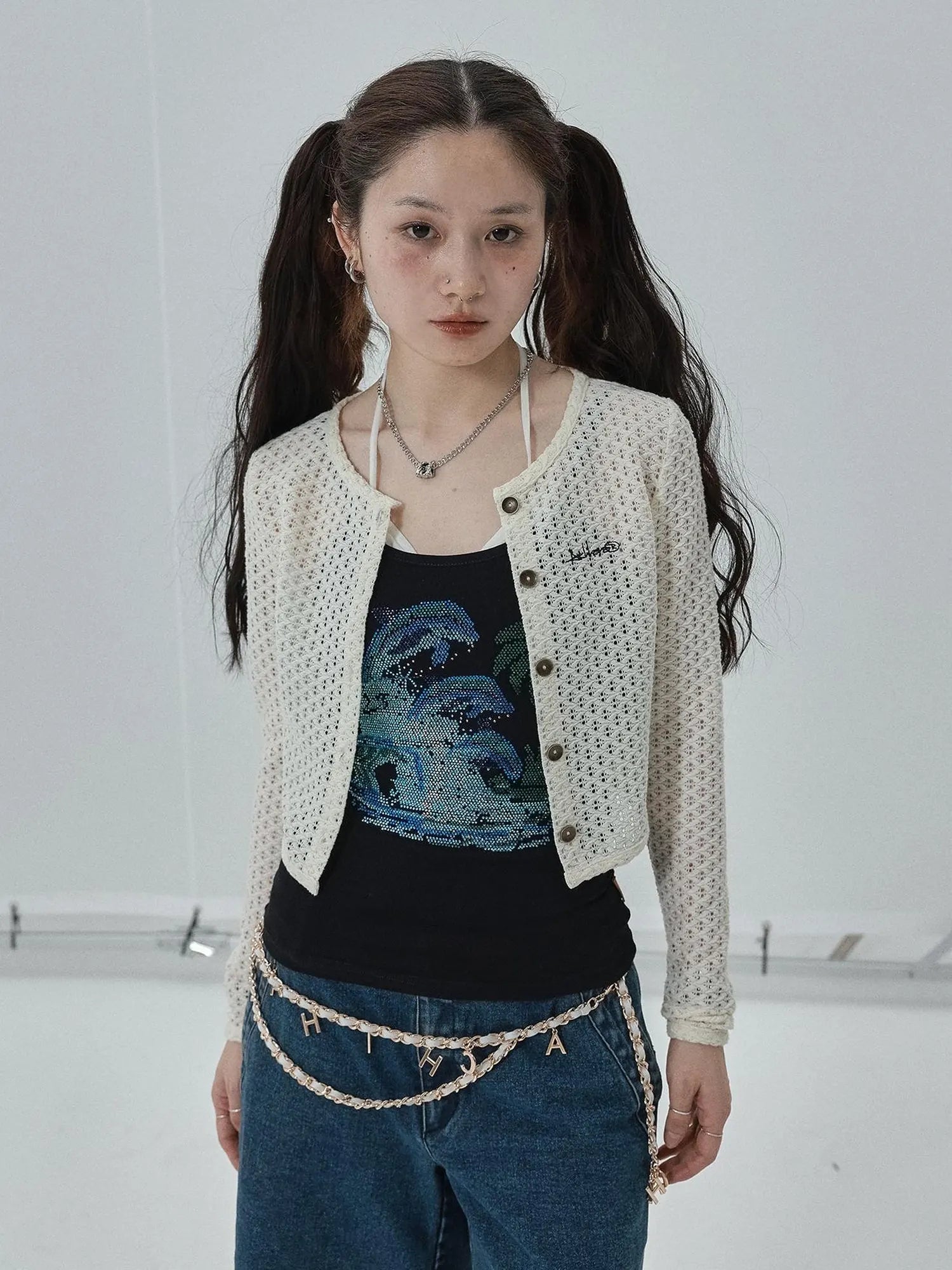 Pop Candy Summer Sun Smock Top V Neck T Shirt Long Sleeve
