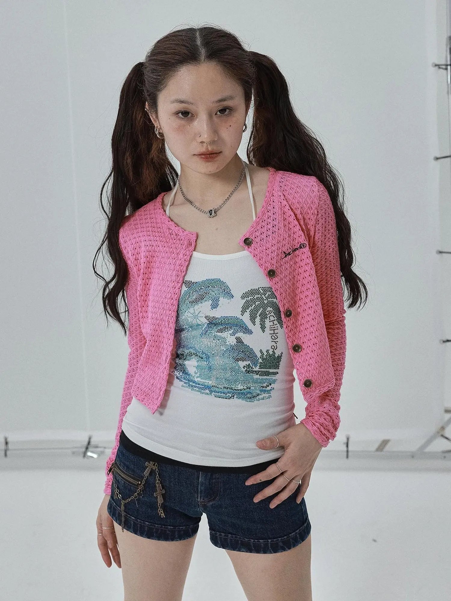 Pop Candy Summer Sun Smock Top V Neck T Shirt Long Sleeve