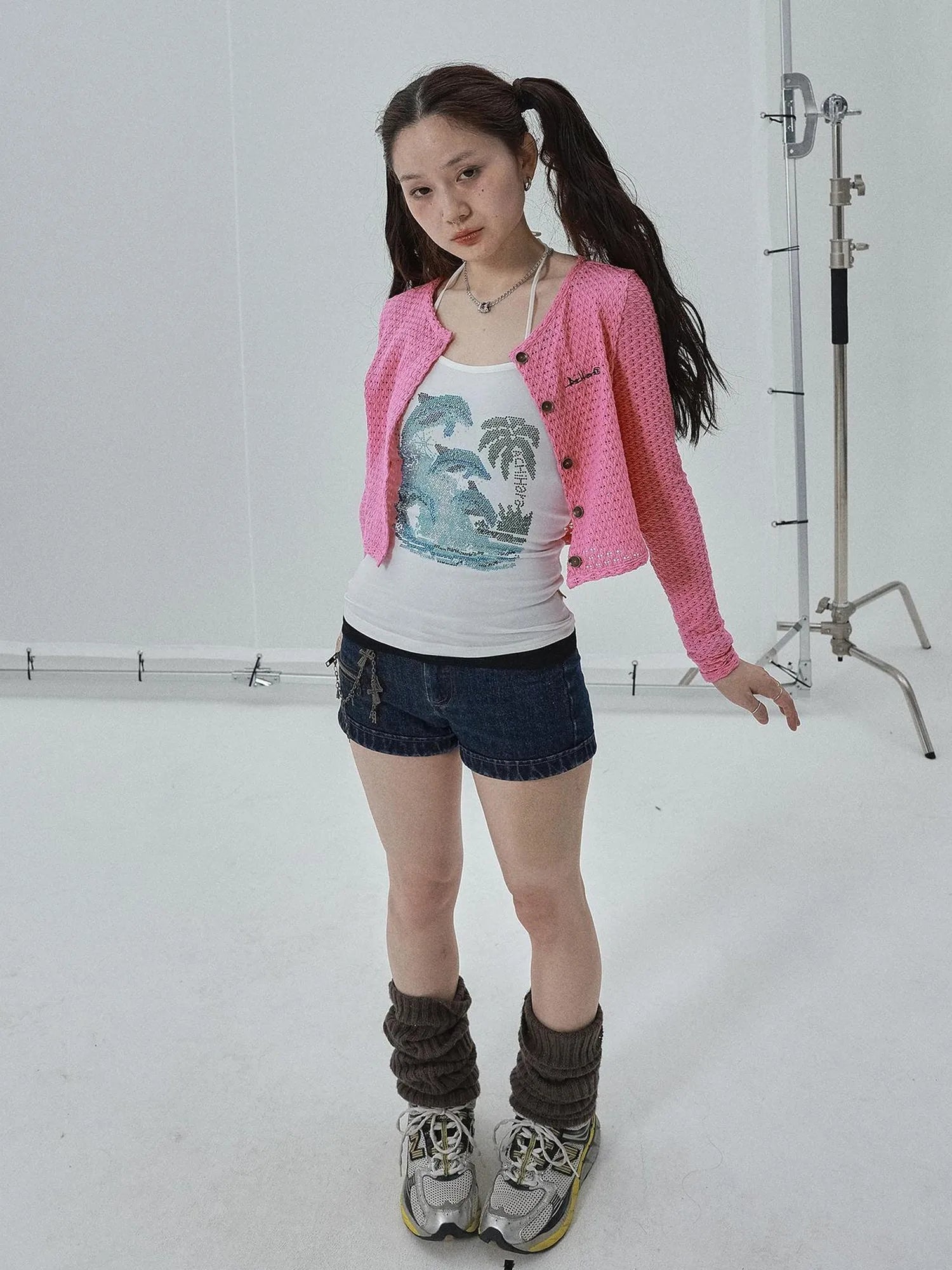 Pop Candy Summer Sun Smock Top V Neck T Shirt Long Sleeve