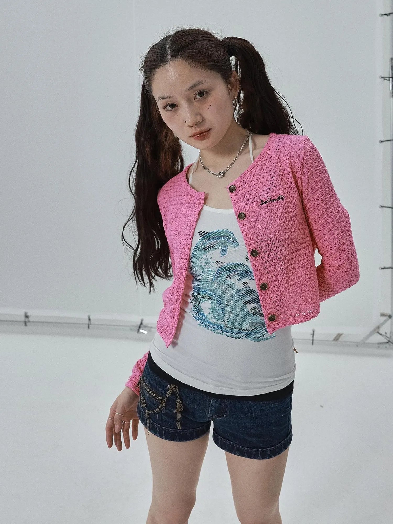 Pop Candy Summer Sun Smock Top V Neck T Shirt Long Sleeve
