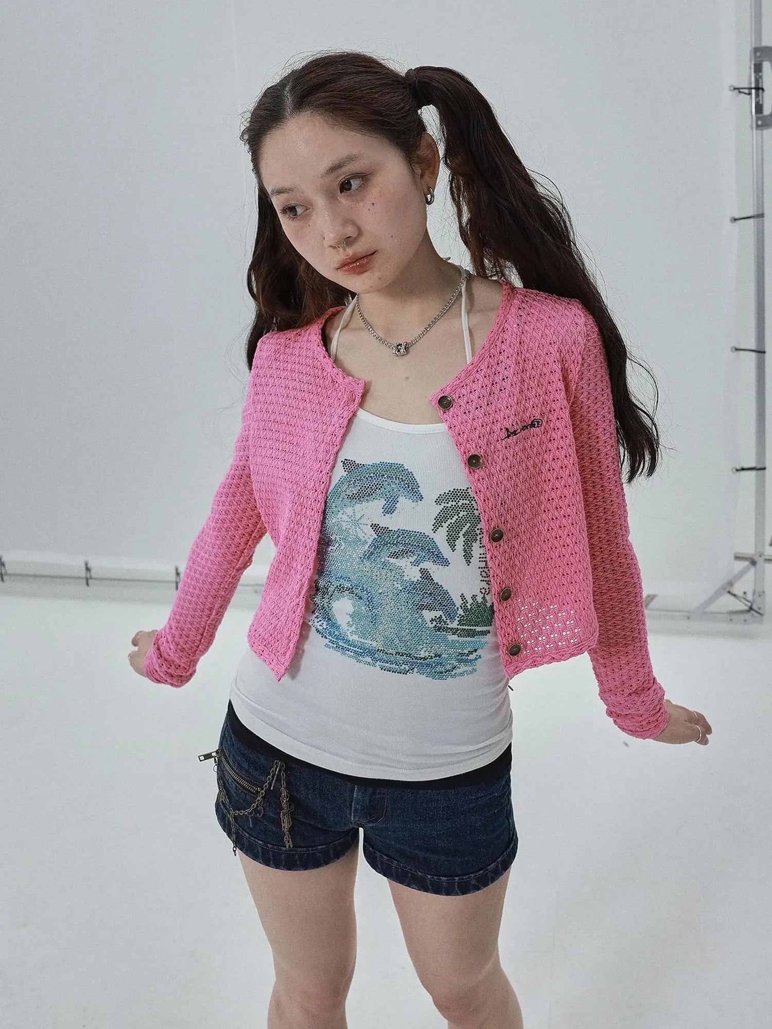 Pop Candy Summer Sun Smock Top V Neck T Shirt Long Sleeve