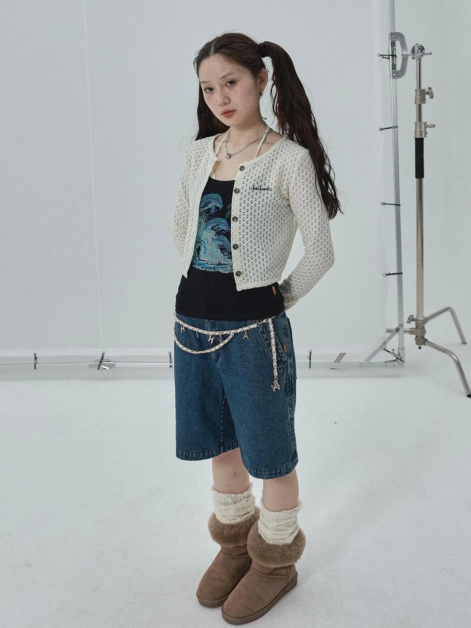Pop Candy Summer Sun Smock Top V Neck T Shirt Long Sleeve