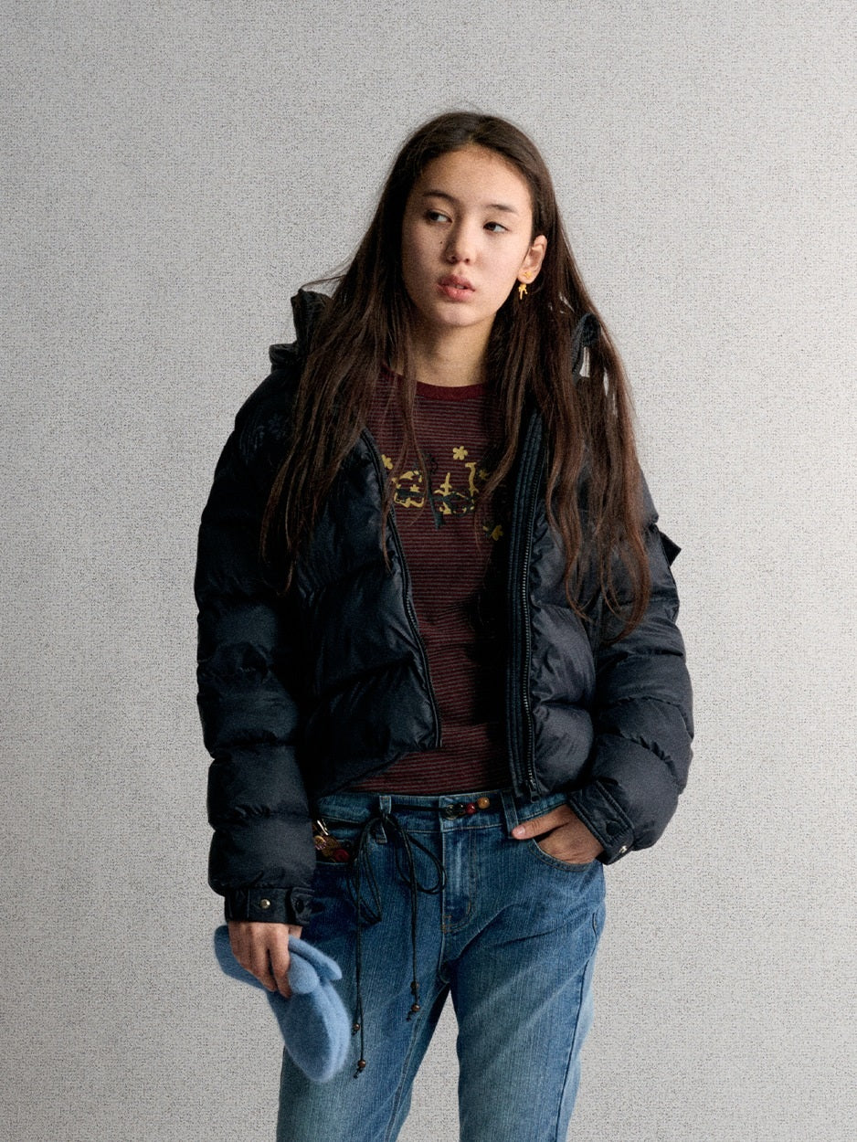 Achihara_Printed_Hooded_Drawstring_Hem_Women&