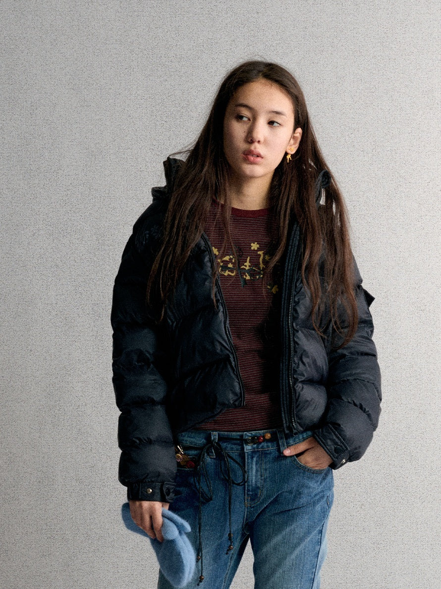 Achihara_Printed_Hooded_Drawstring_Hem_Women&