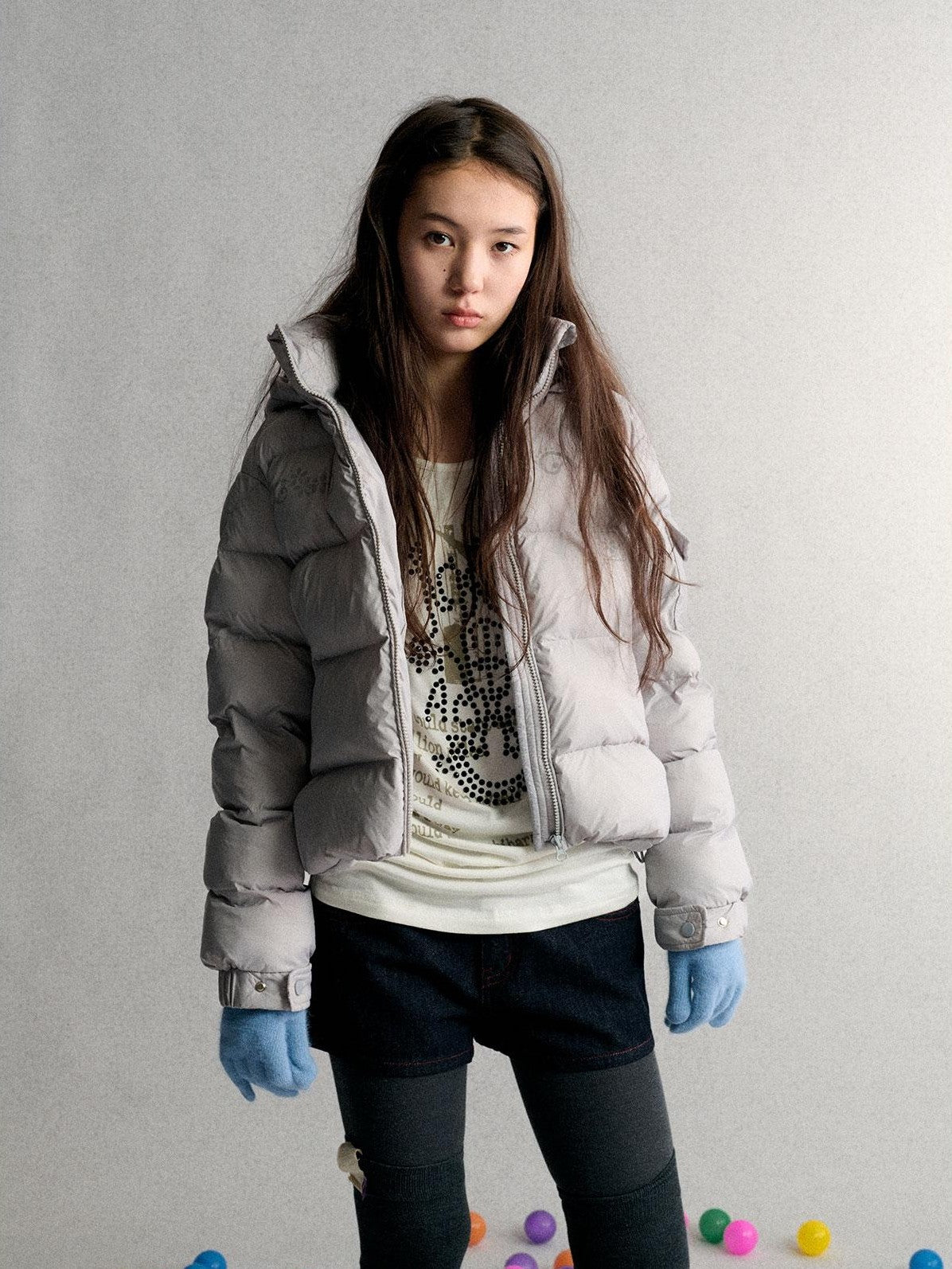 Achihara Printed Hooded Drawstring Hem Women&