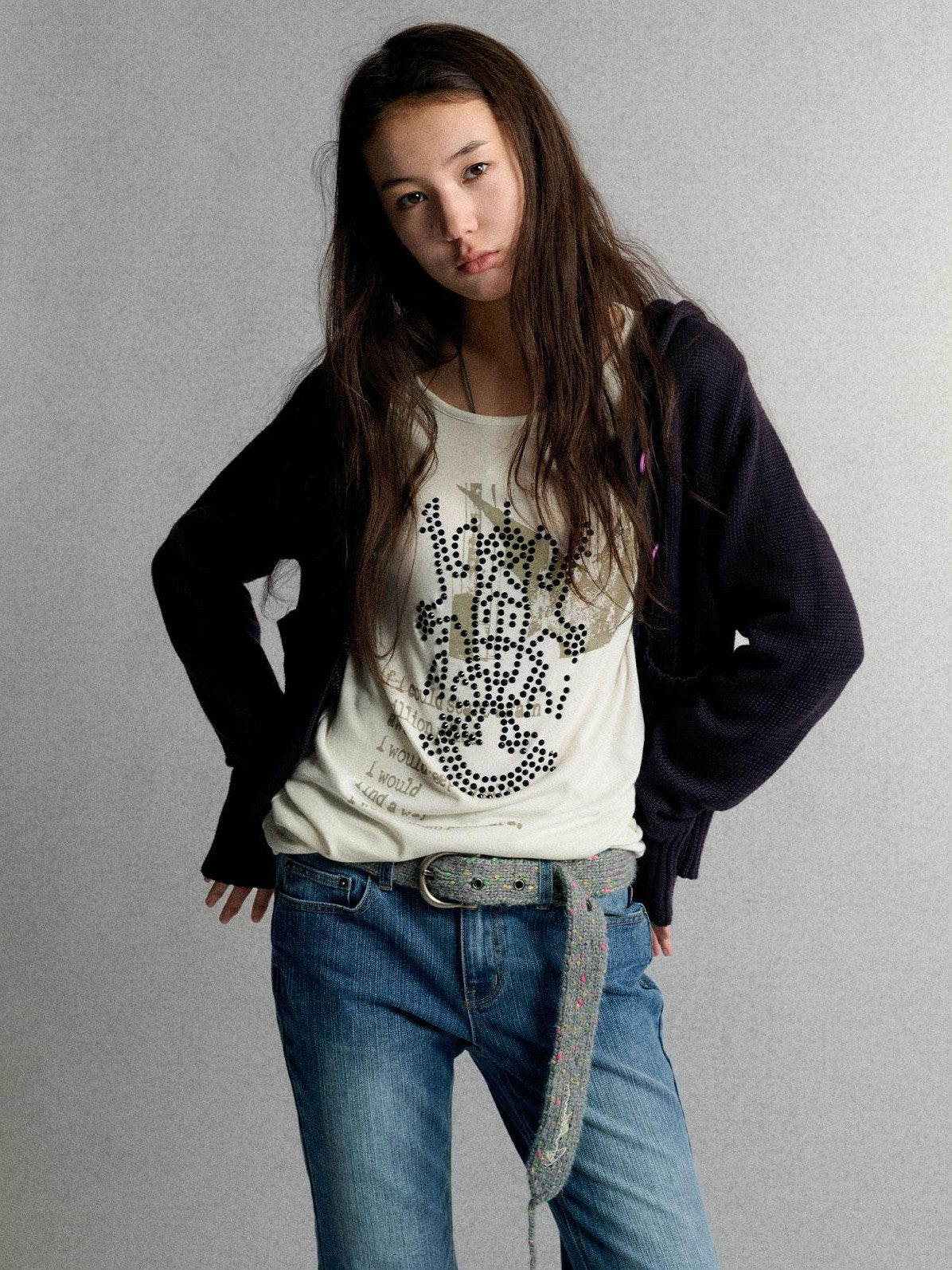 Achihara Printed Hooded Long Sleeve Polyester Women&
