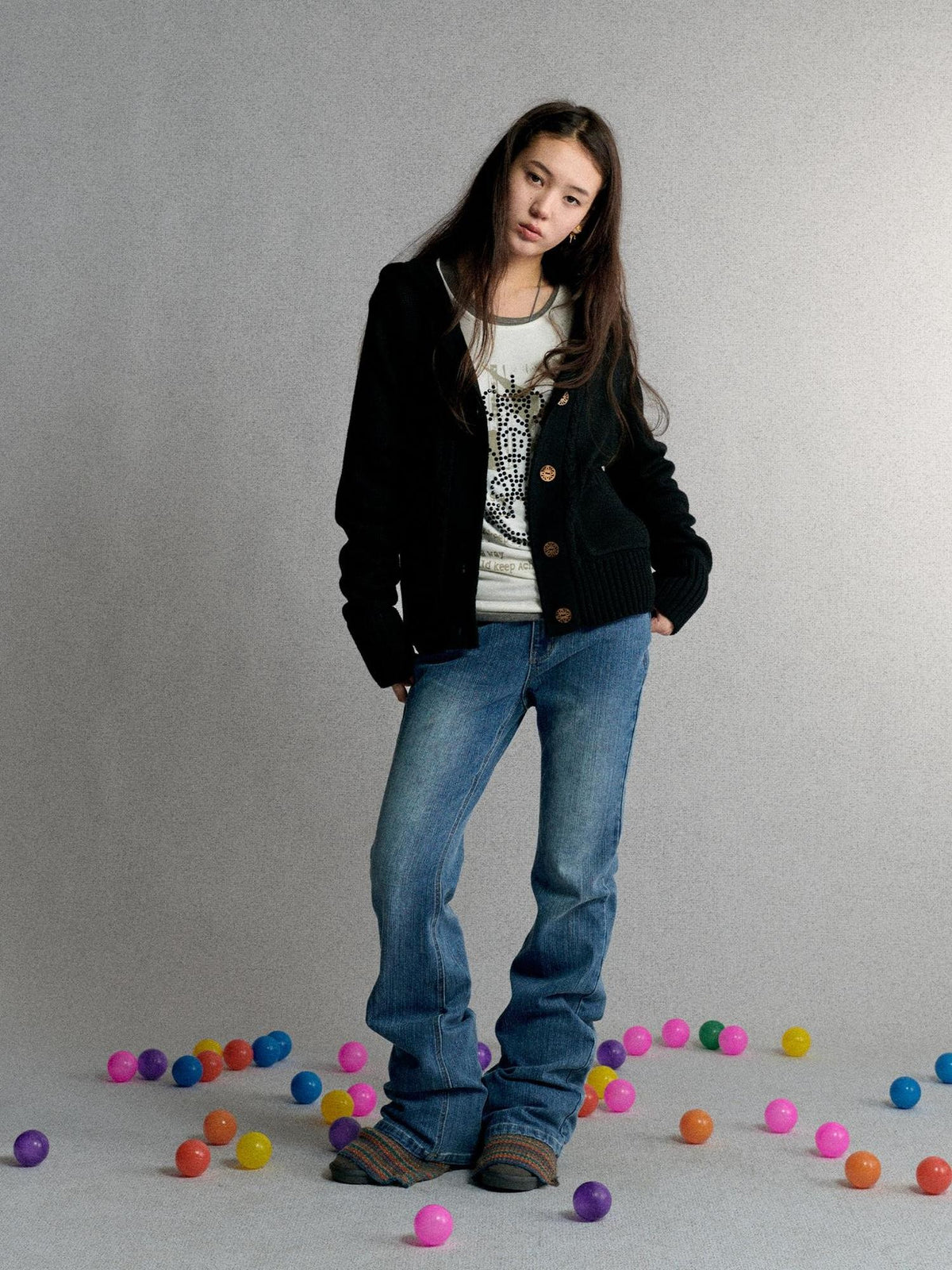 Achihara Printed Hooded Long Sleeve Polyester Women&