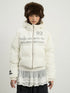 Puffy Quilted Winter Coat With German Print