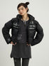Puffy Quilted Winter Coat With German Print