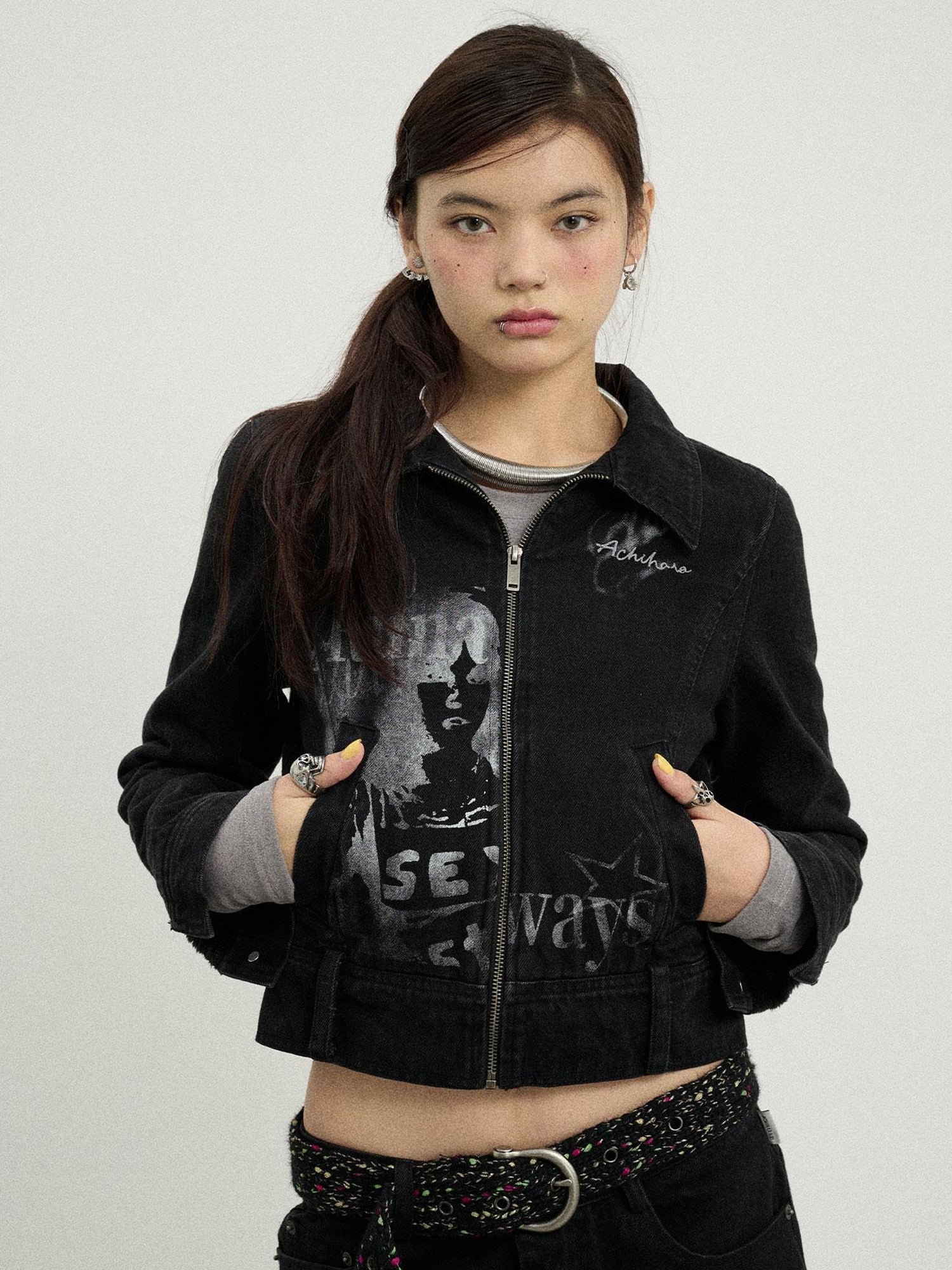 Achihara Punk Rock Joan Jett Denim Jacket