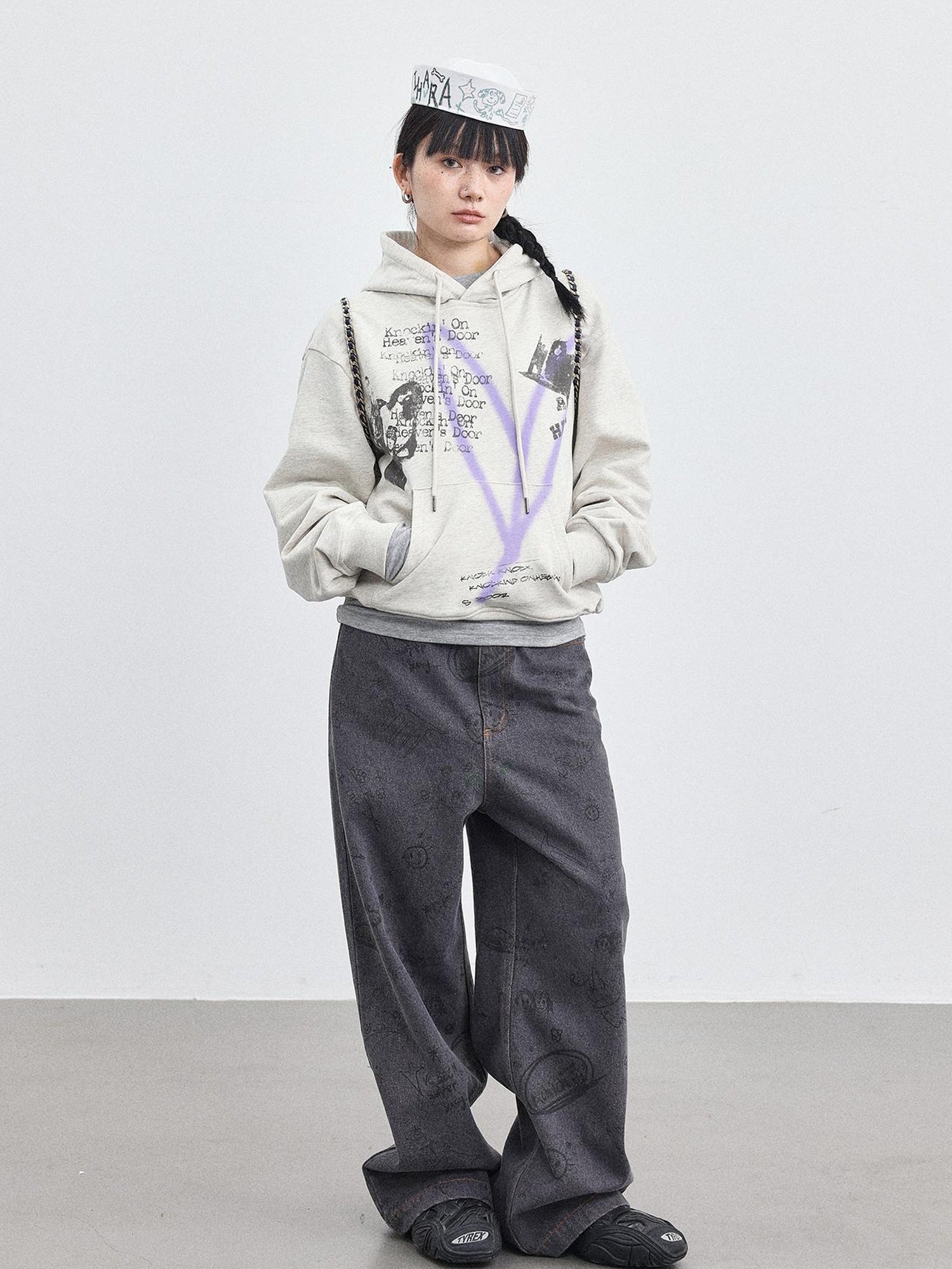 Achihara Relaxed Graffiti Jeans With Vintage Wash