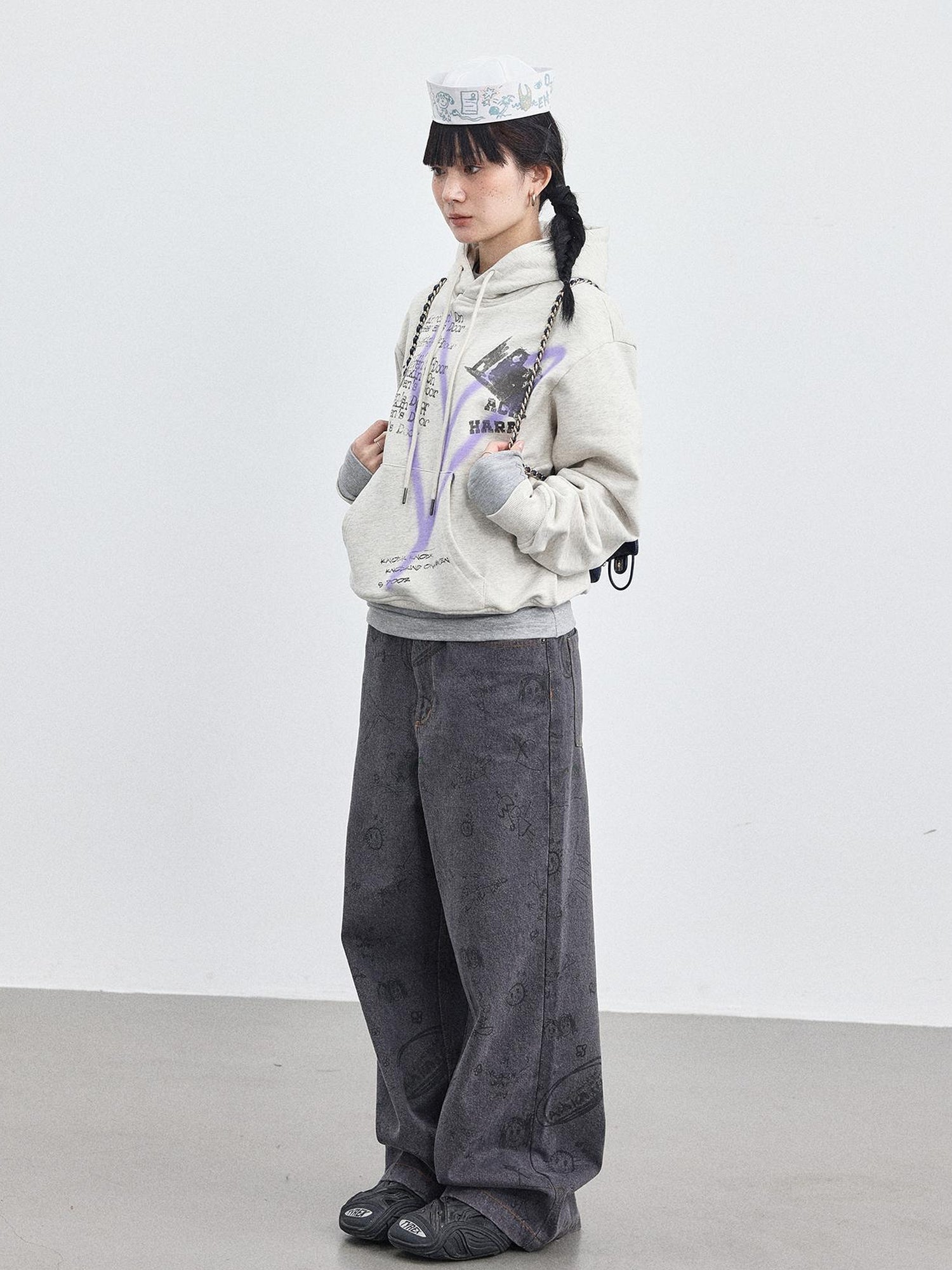 Achihara Relaxed Graffiti Jeans With Vintage Wash