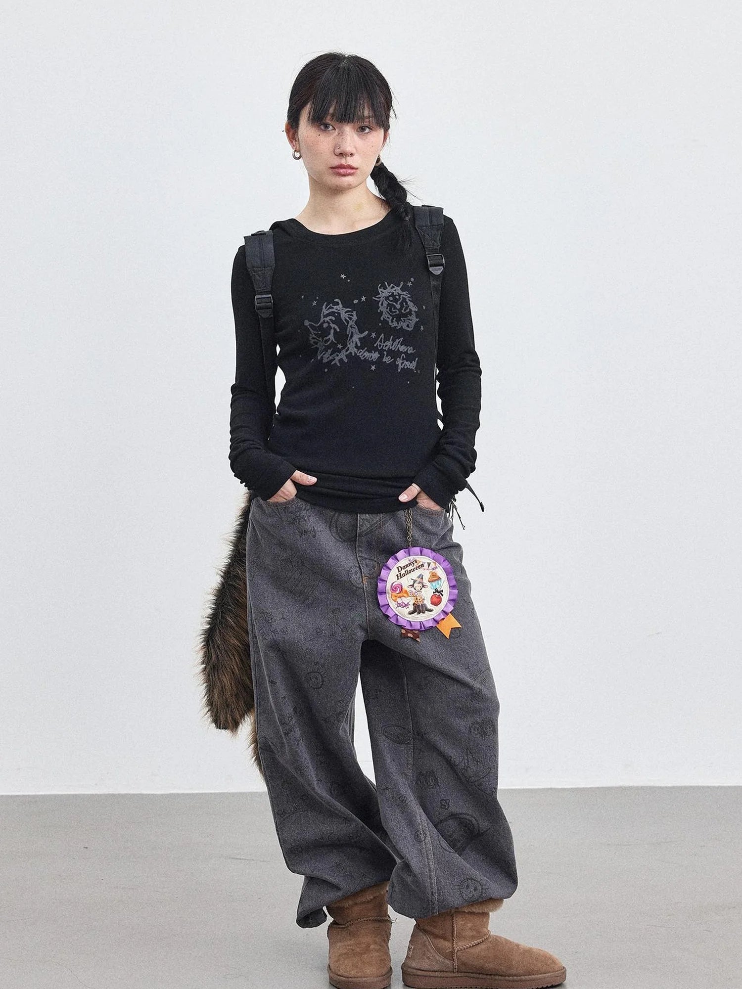 Relaxed Graffiti Jeans With Vintage Wash